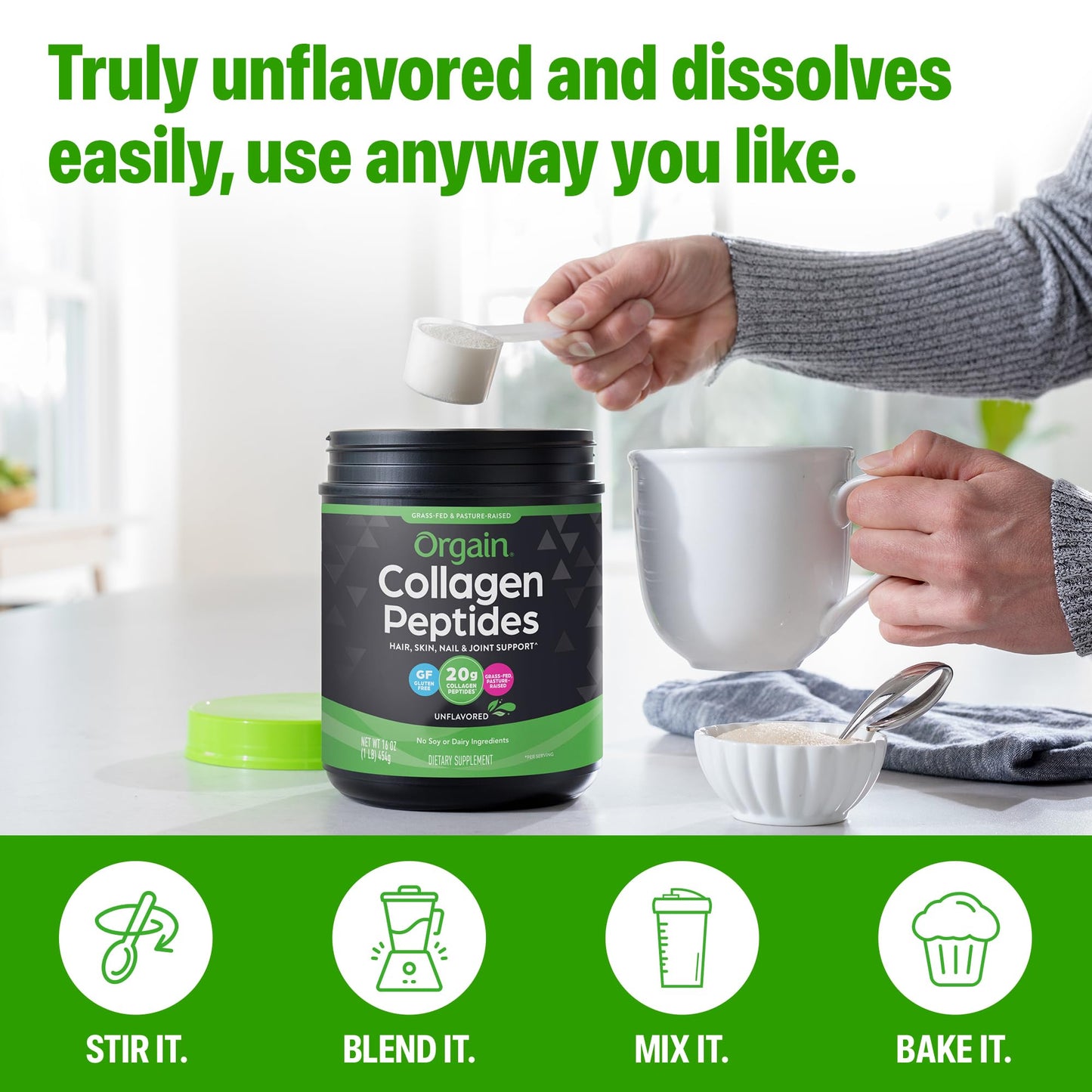 Orgain Hydrolyzed Collagen Peptides Powder, Unflavored, 16 Servings