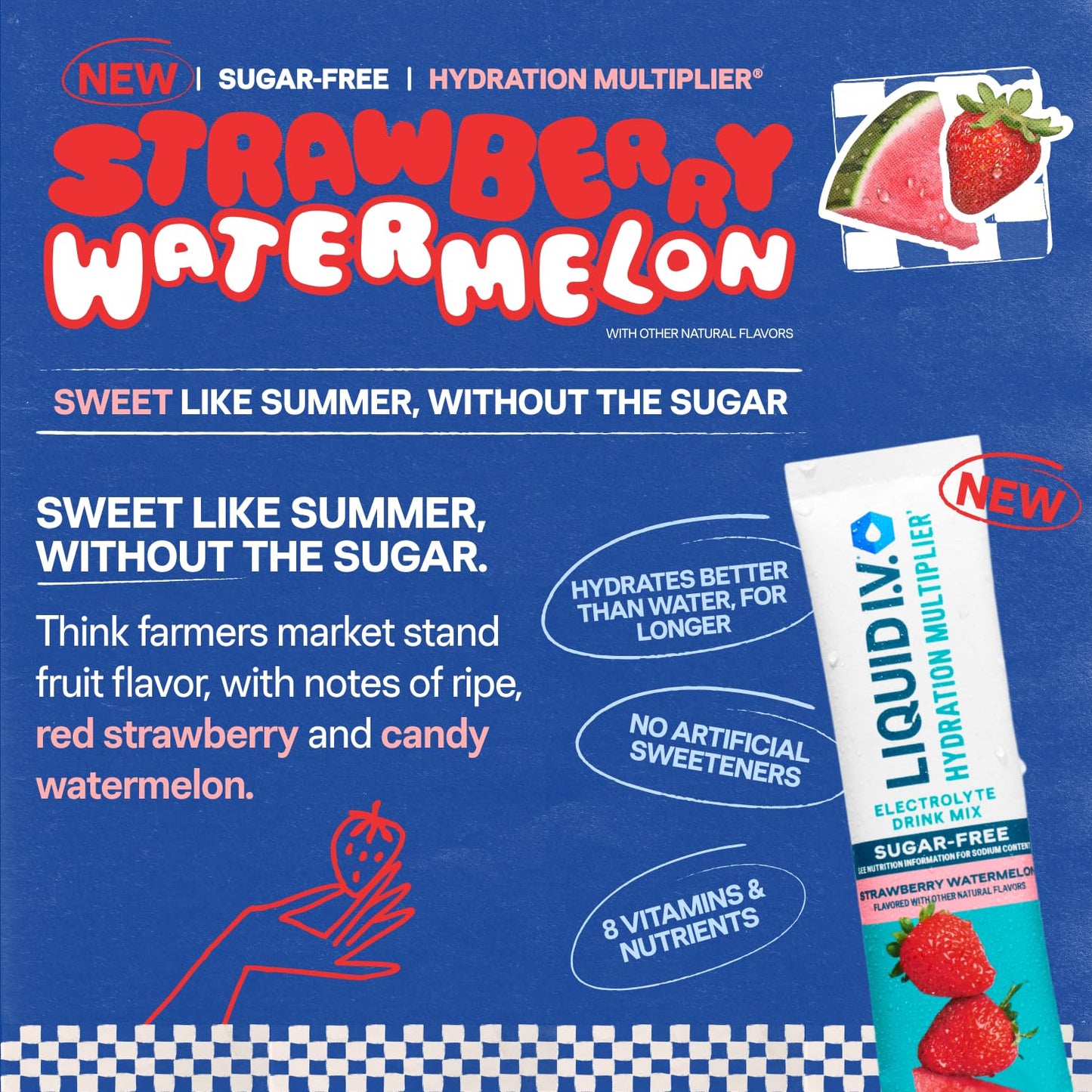 Liquid I.V. Sugar Free Electrolytes Strawberry Watermelon, Powder, 19.23 oz (Pack of 3)