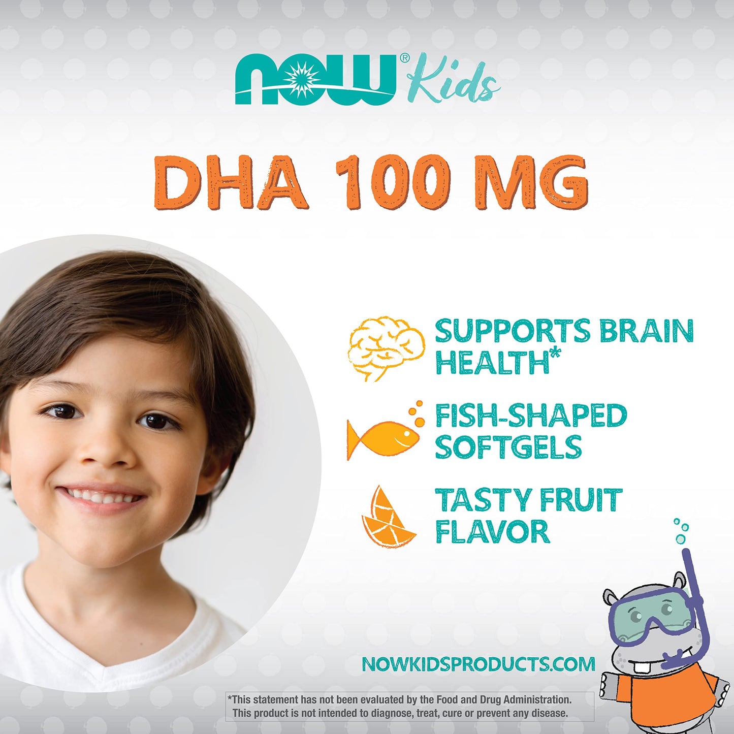 NOW Foods DHA Kids 100 mg Softgels, 60 Count