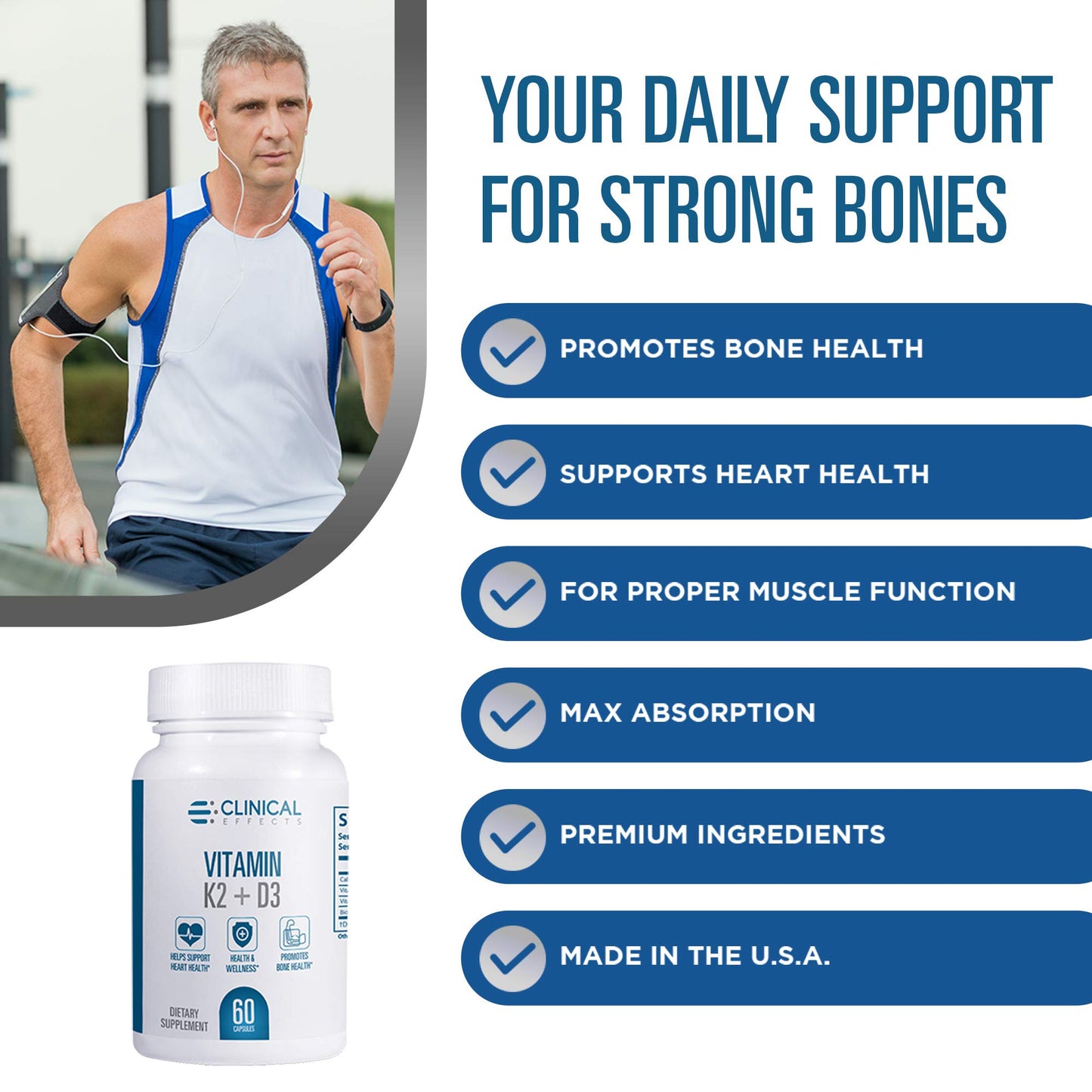 Clinical Effects Vitamin K2 + D3 Capsules 180
