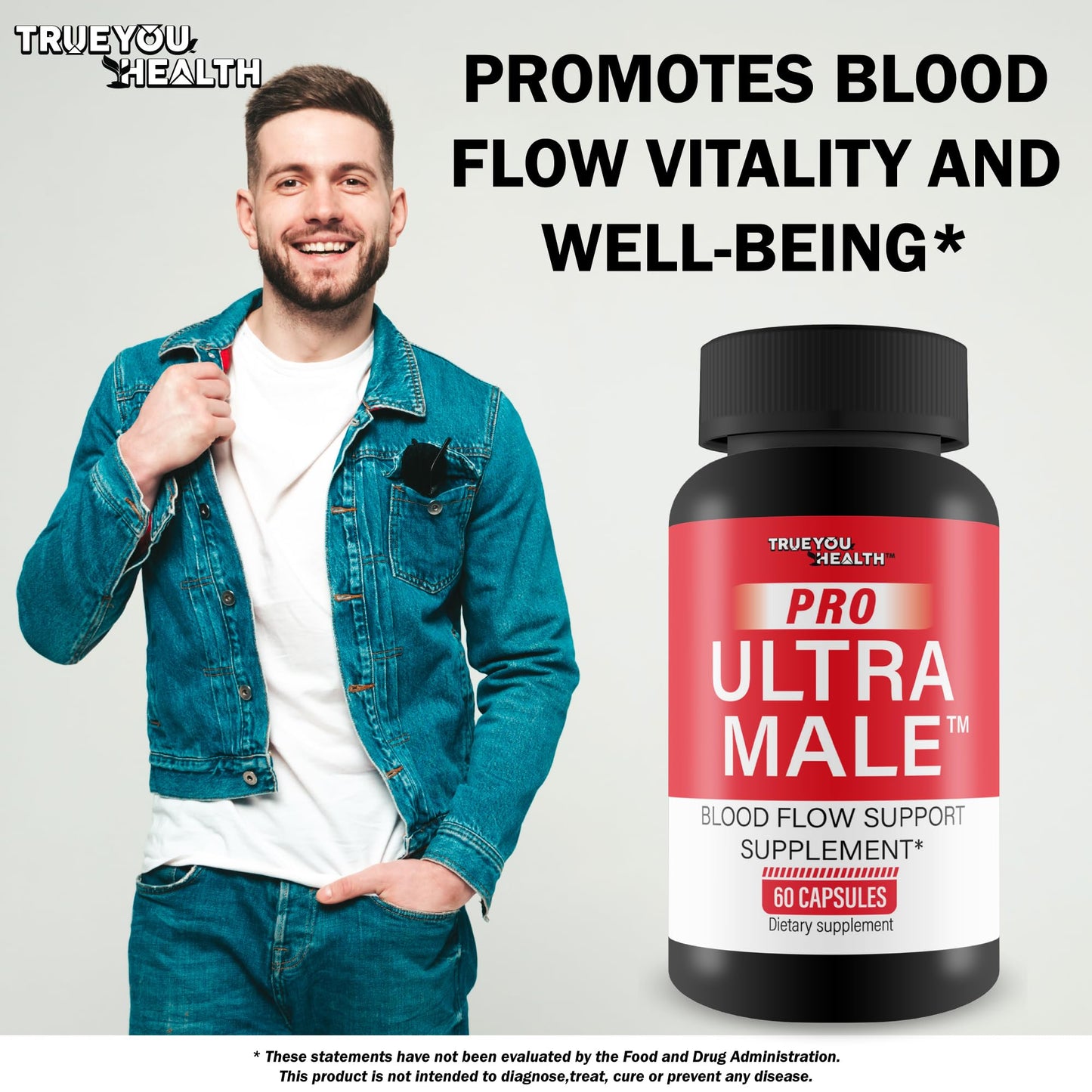 True You Health Pro Ultra Male Blood Flow Support Capsules, 60 Count