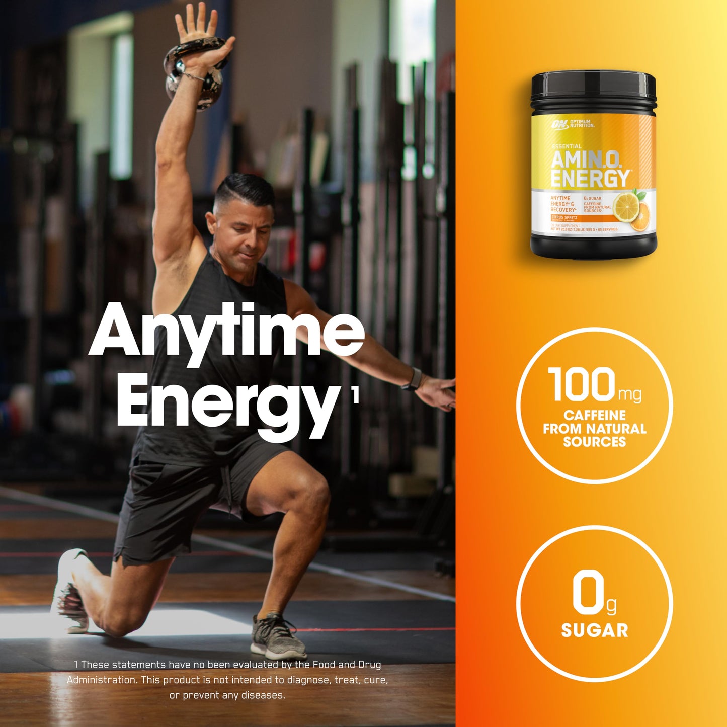 Optimum Nutrition Amino Energy Powder, Citrus Spritz, 20.6 oz