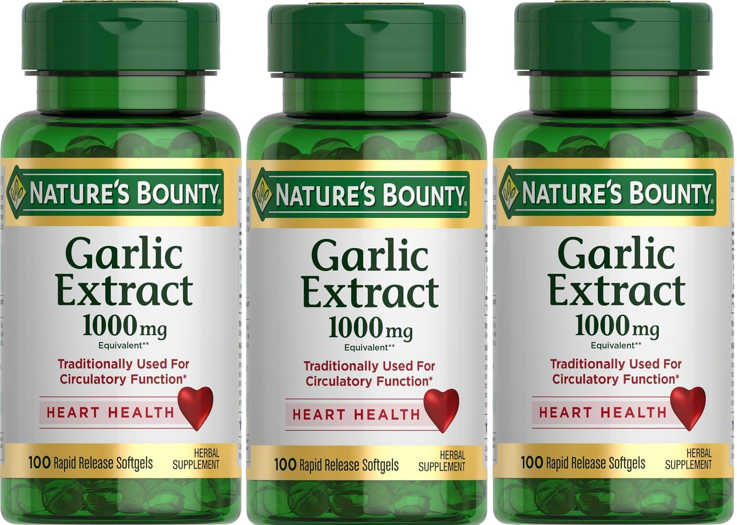 Nature's Bounty Garlic Extract Supplement 1000mg Softgels 300 Count