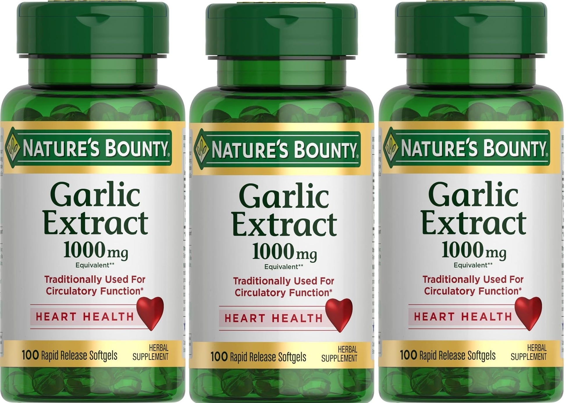 Nature's Bounty Garlic Extract Supplement 1000mg Softgels 300 Count