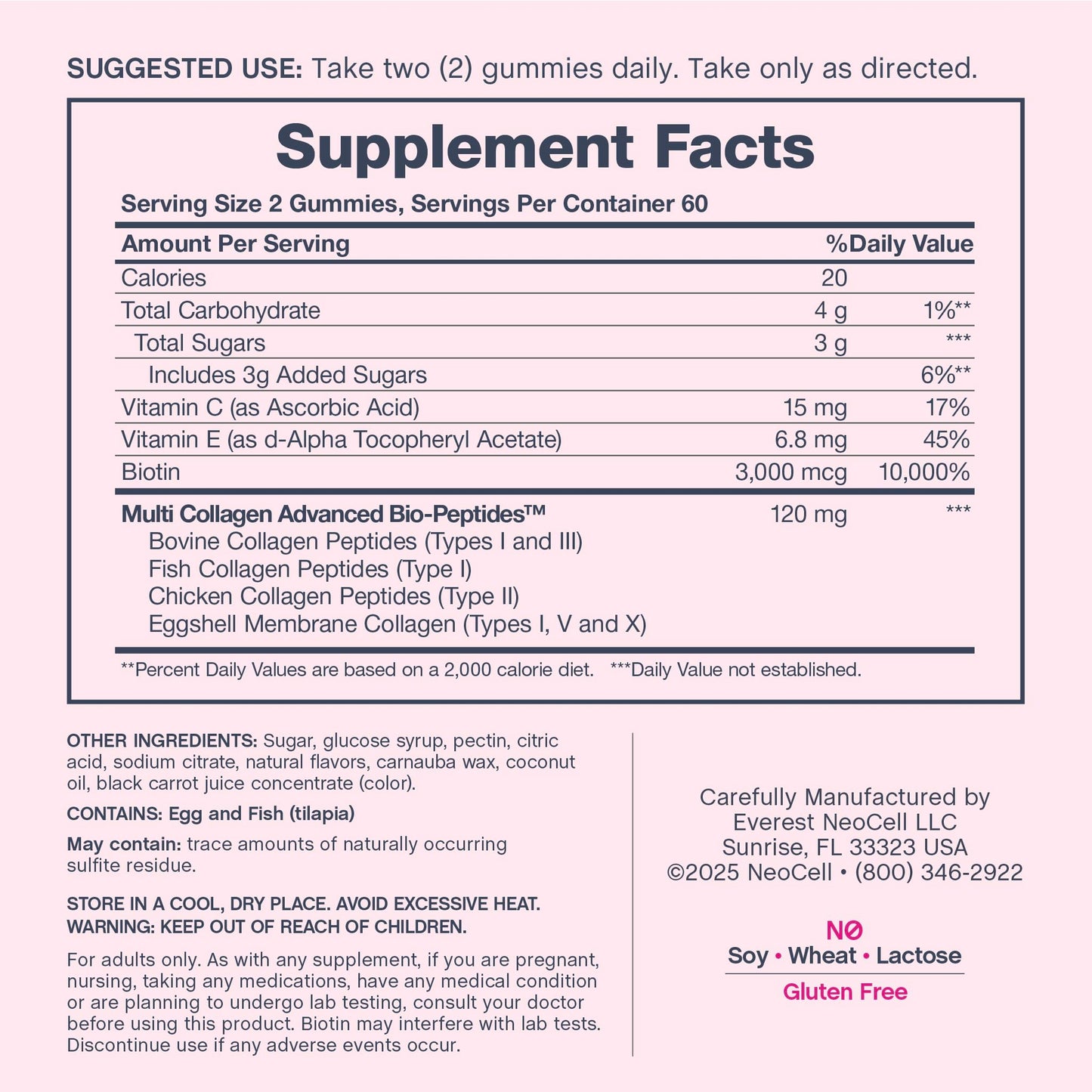 NeoCell Hair Skin and Nails Gummies 120 Count