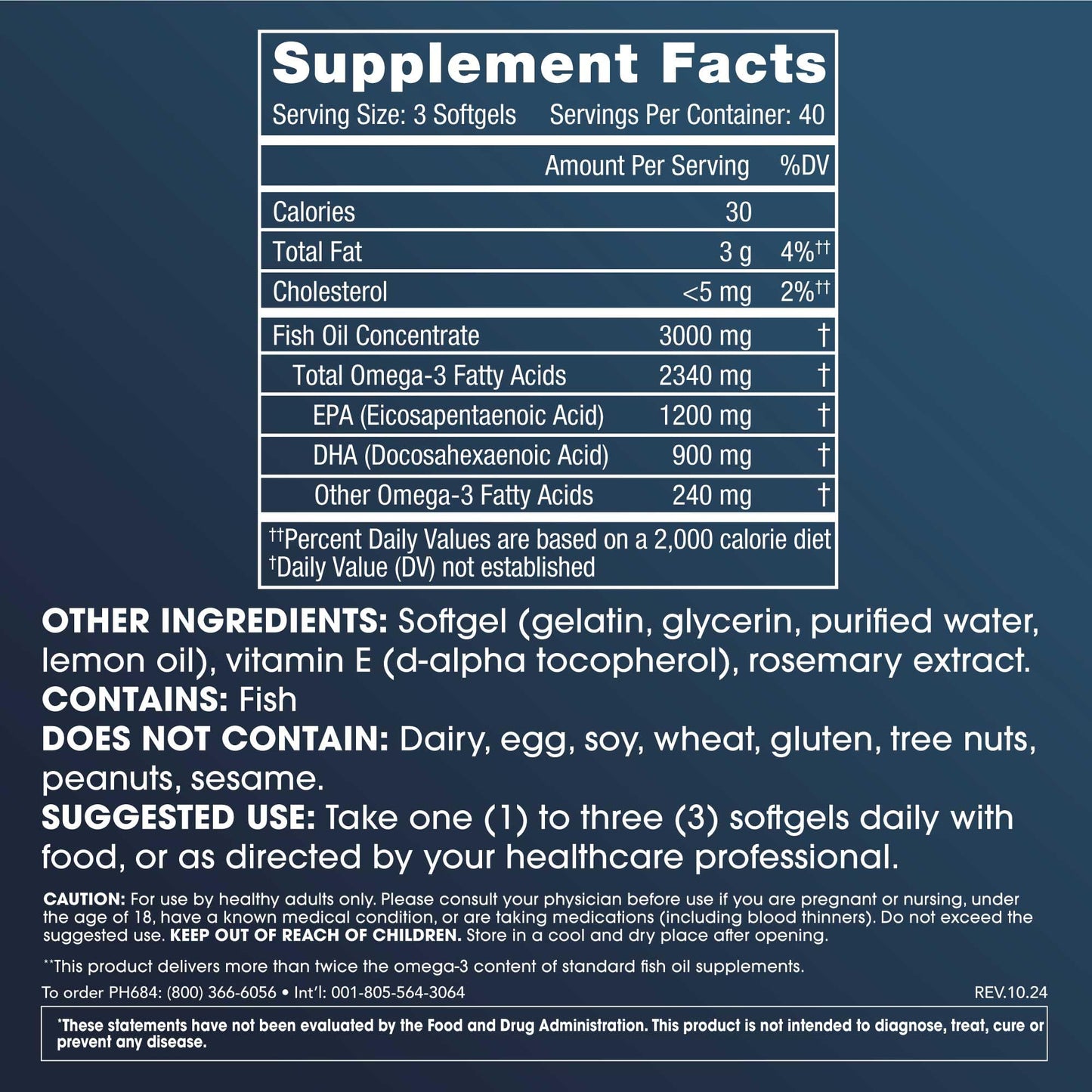 ProHealth Omega-3 Fish Oil Supplements 120 Softgels