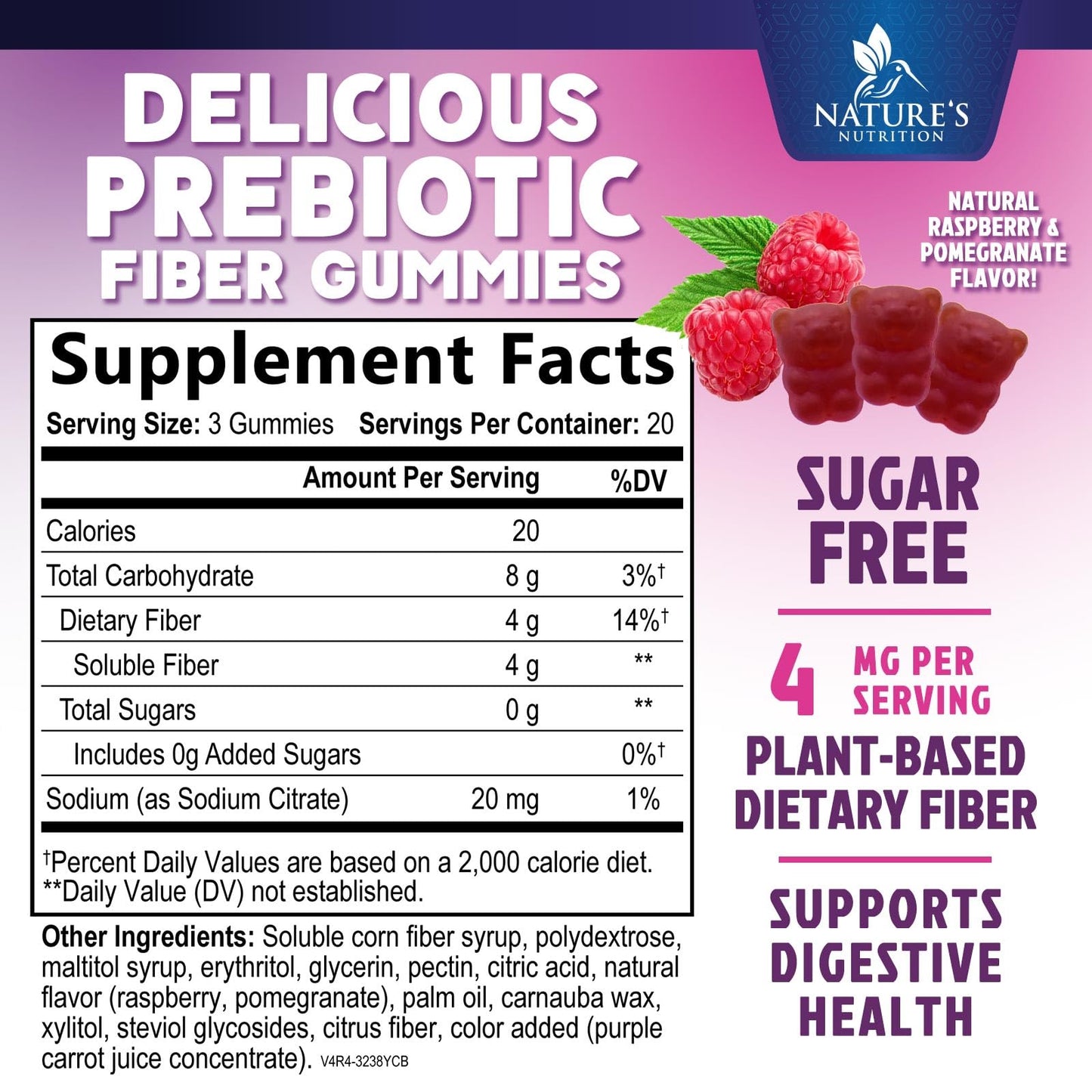 Nature's Nutrition Fiber Gummies 60 Count
