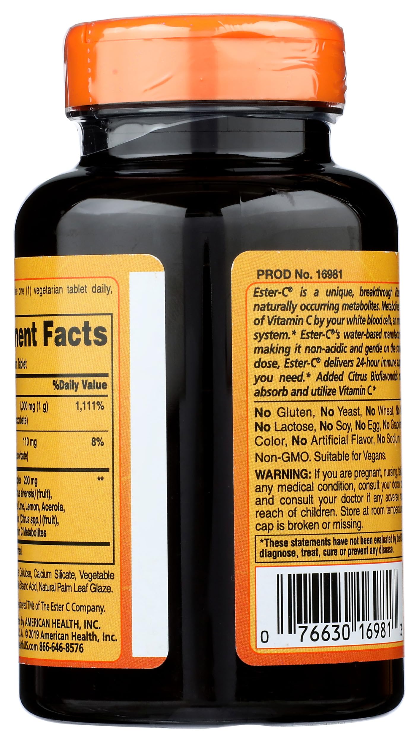 American Health Ester-C 1000mg with Citrus Bioflavonoids Tablets, 90 Count