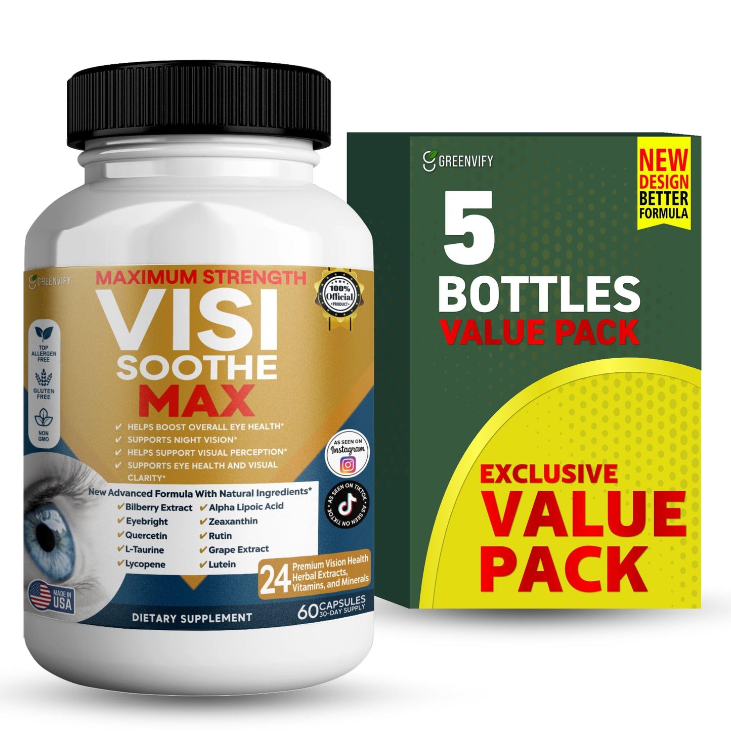 GREENVIFY Vision Soothe Max Eye Health Supplement Capsules 60