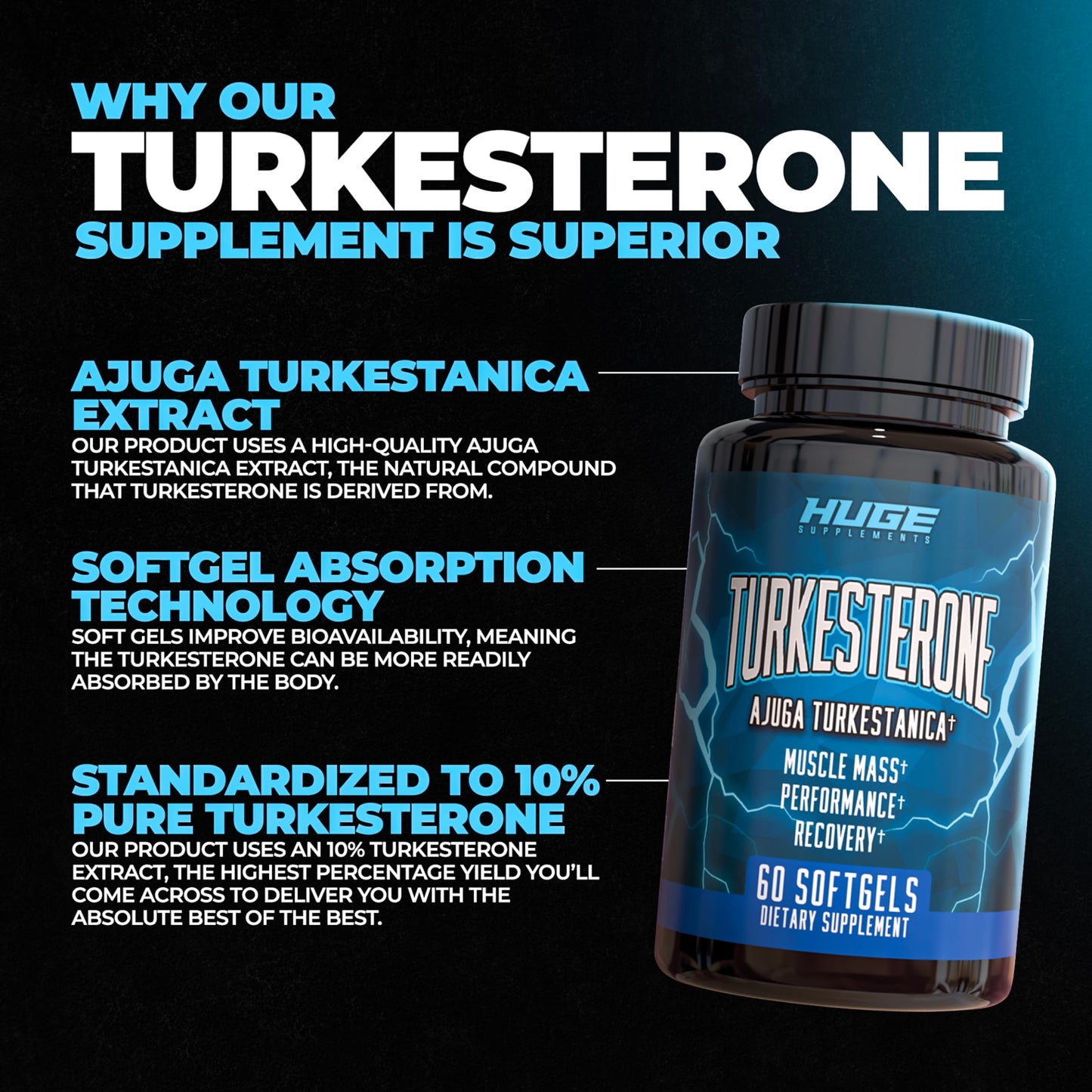 Huge Supplements Turkesterone & Ecdysterone Stack Capsule, 60 Servings