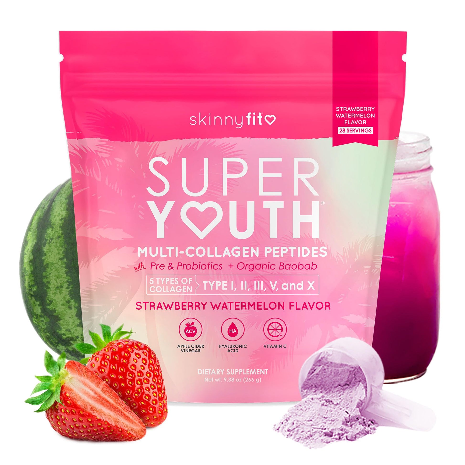 SkinnyFit Super Youth Collagen for Women Multi Collagen Peptides Powder 10.9 Ounce