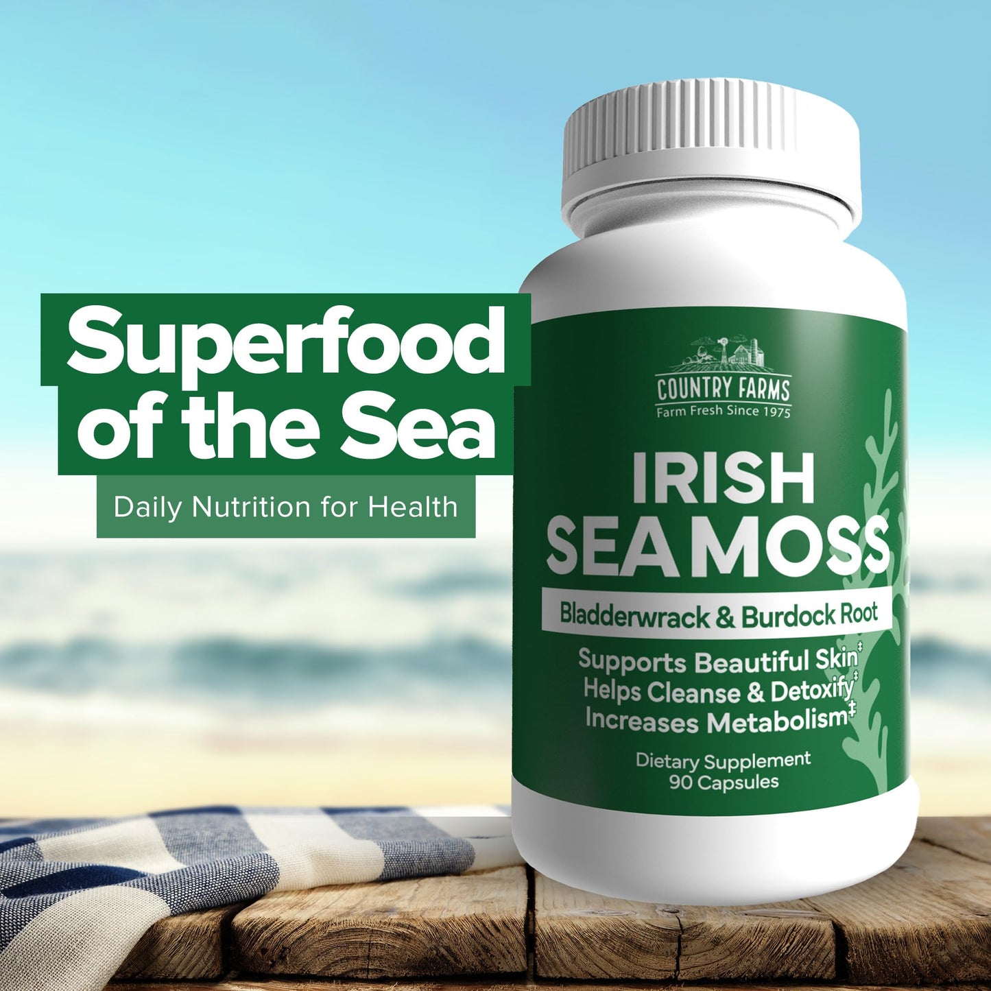Country Farms Irish Sea Moss, 90 Capsules