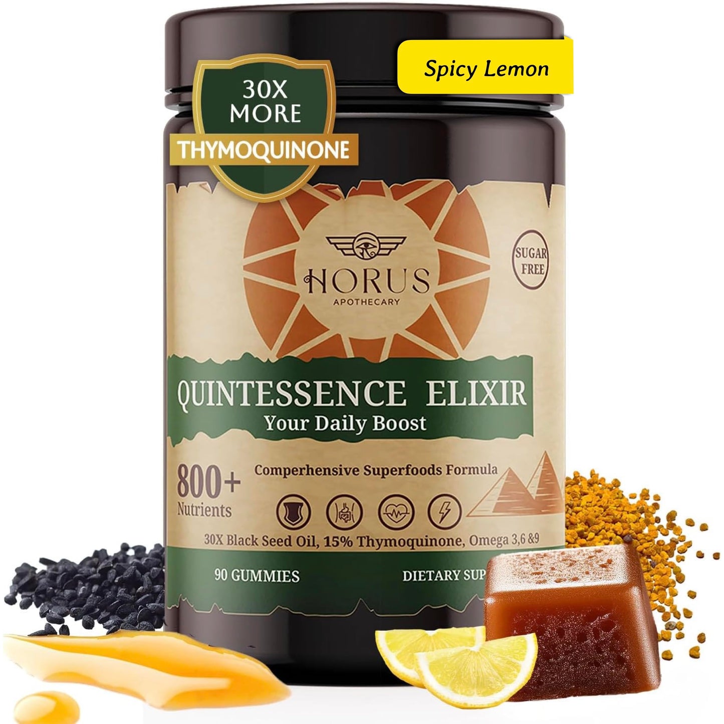Horus Apothecary Quintessence Elixir Black Seed Oil Gummies, 90 Count