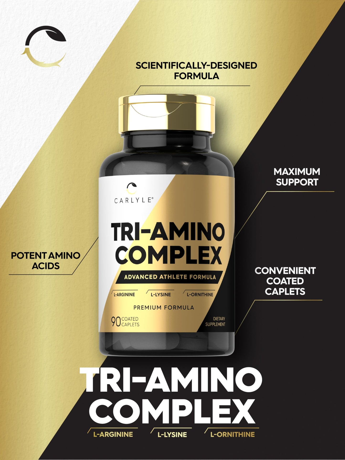 Carlyle Tri-Amino L-Arginine L-Ornithine L-Lysine Supplement 90 Caplets