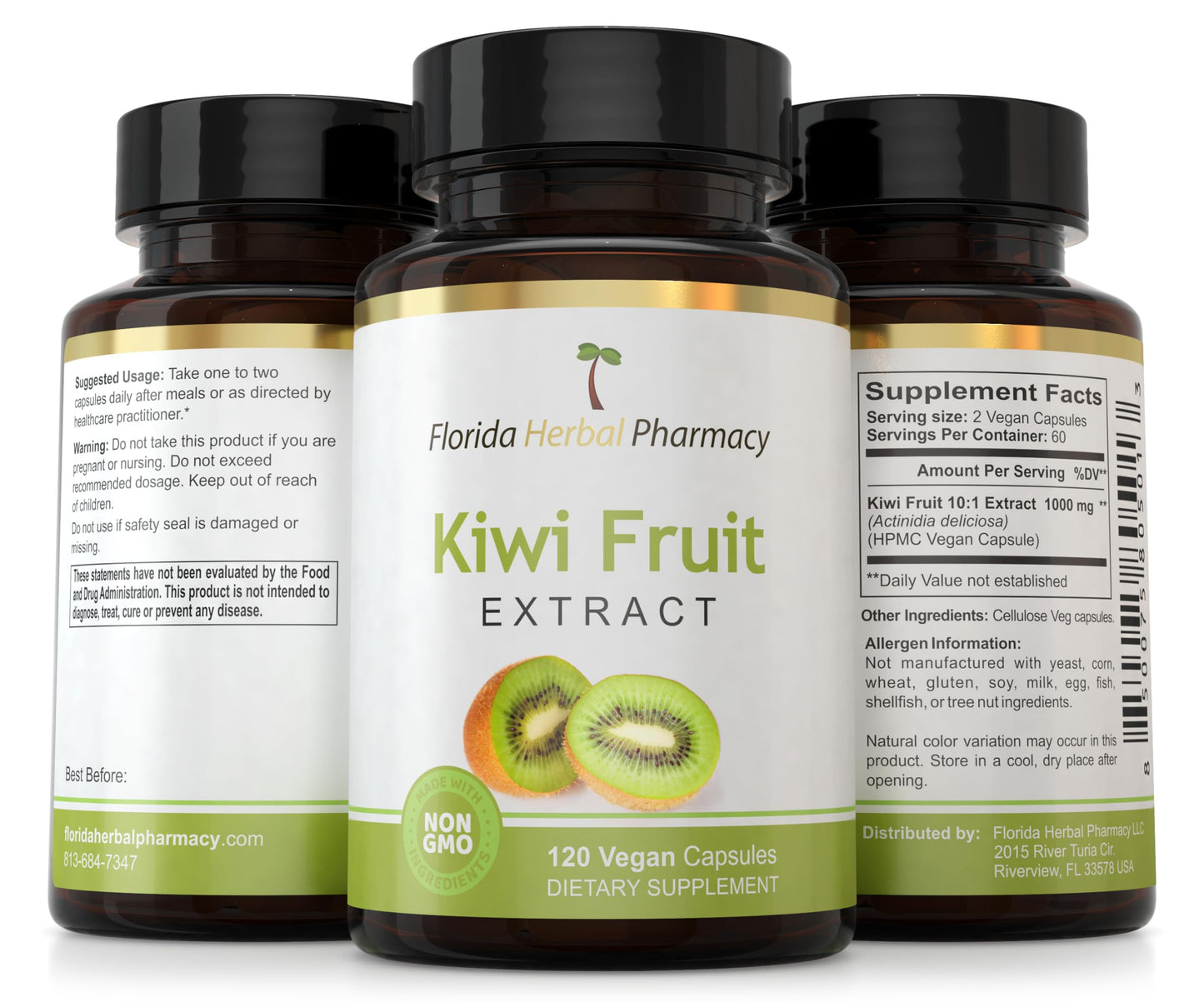 Florida Herbal Pharmacy Kiwi Fruit Extract Supplement, 60 Capsules