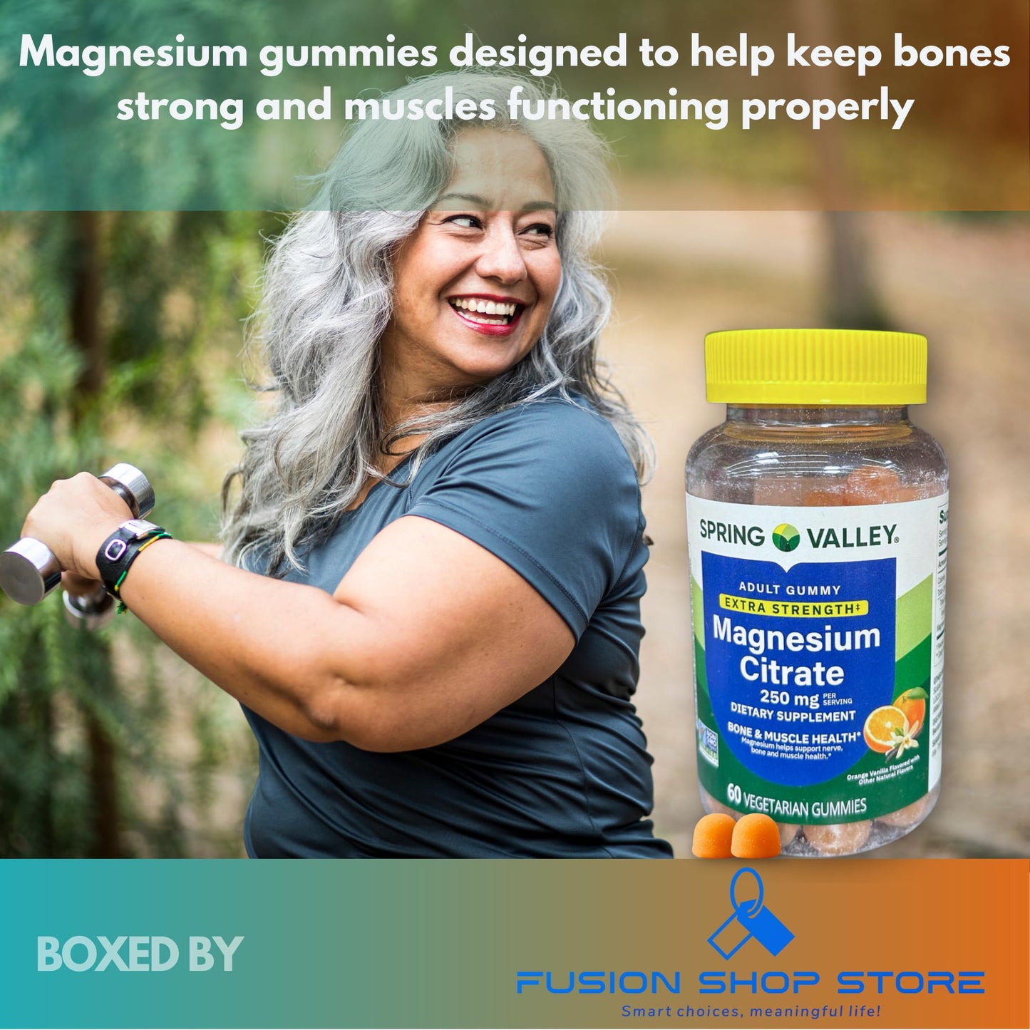 Fusion Shop Store Magnesium Citrate Gummies 250mg, 60 Count