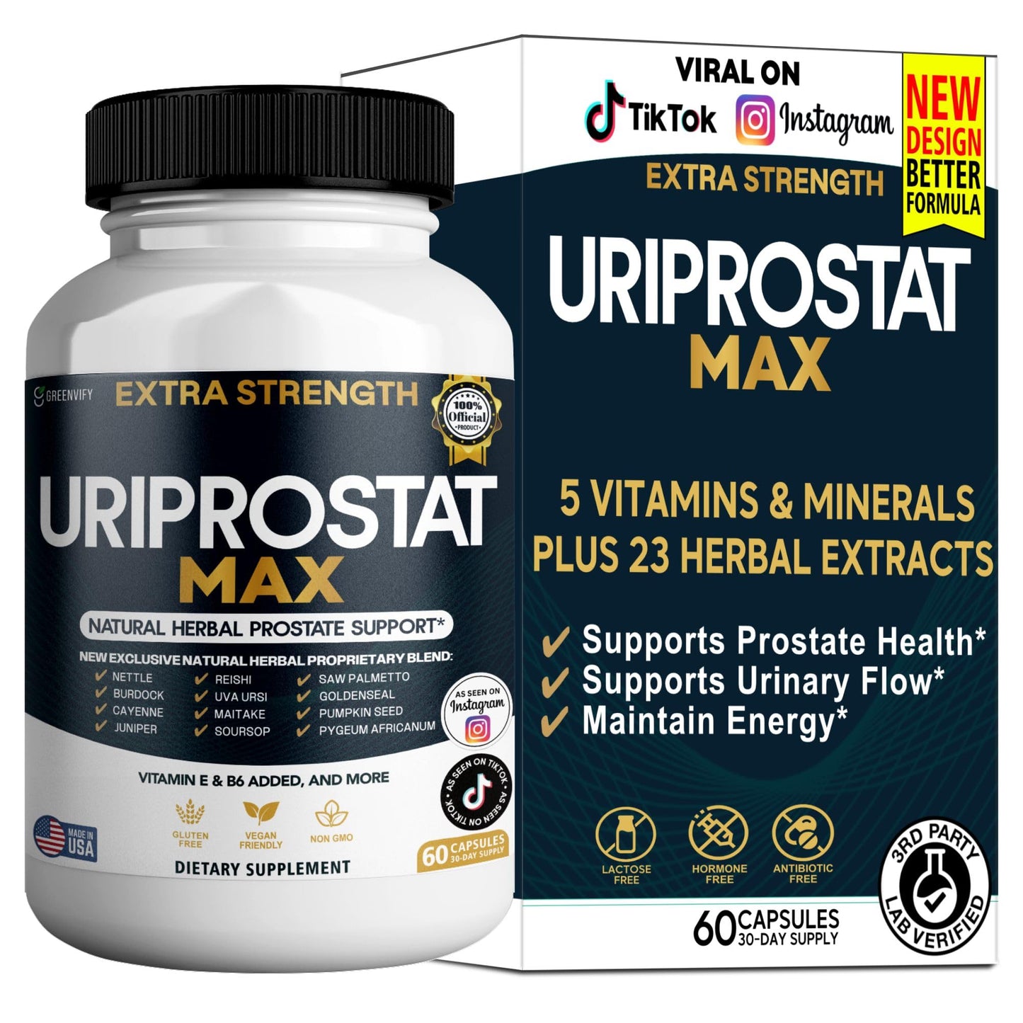 GREENVIFY Uriprostat Max Extra Support Capsule, 60 Capsules