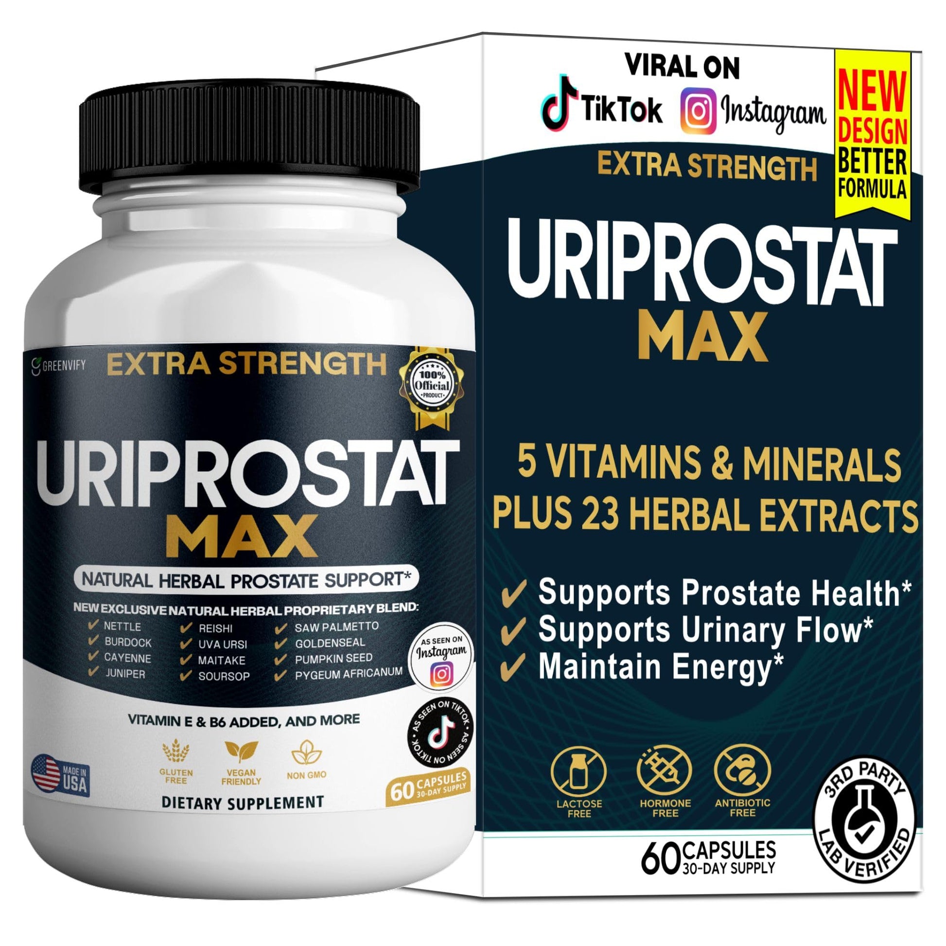 GREENVIFY Uriprostat Max Extra Support Capsule, 60 Capsules