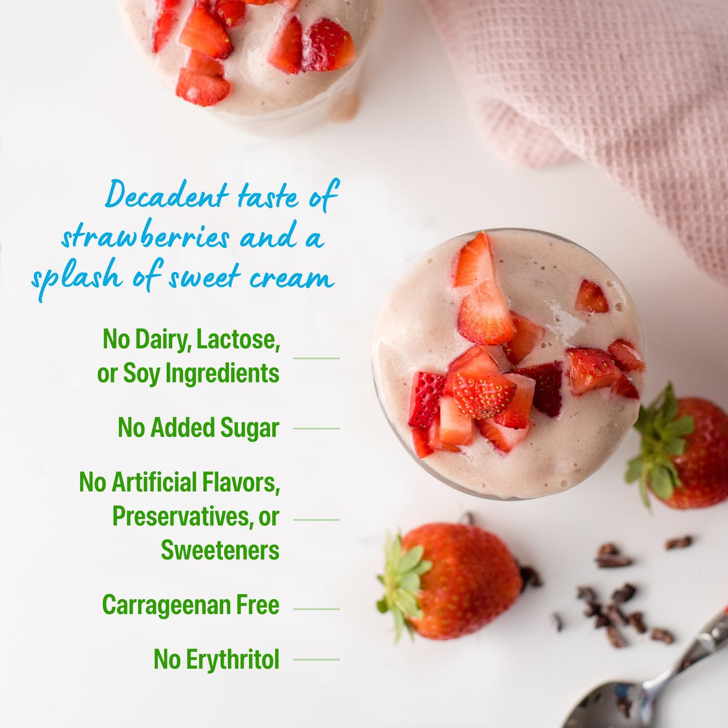 Orgain Organic Vegan 21g Protein Powder, Strawberries & Cream, 2.03 lb