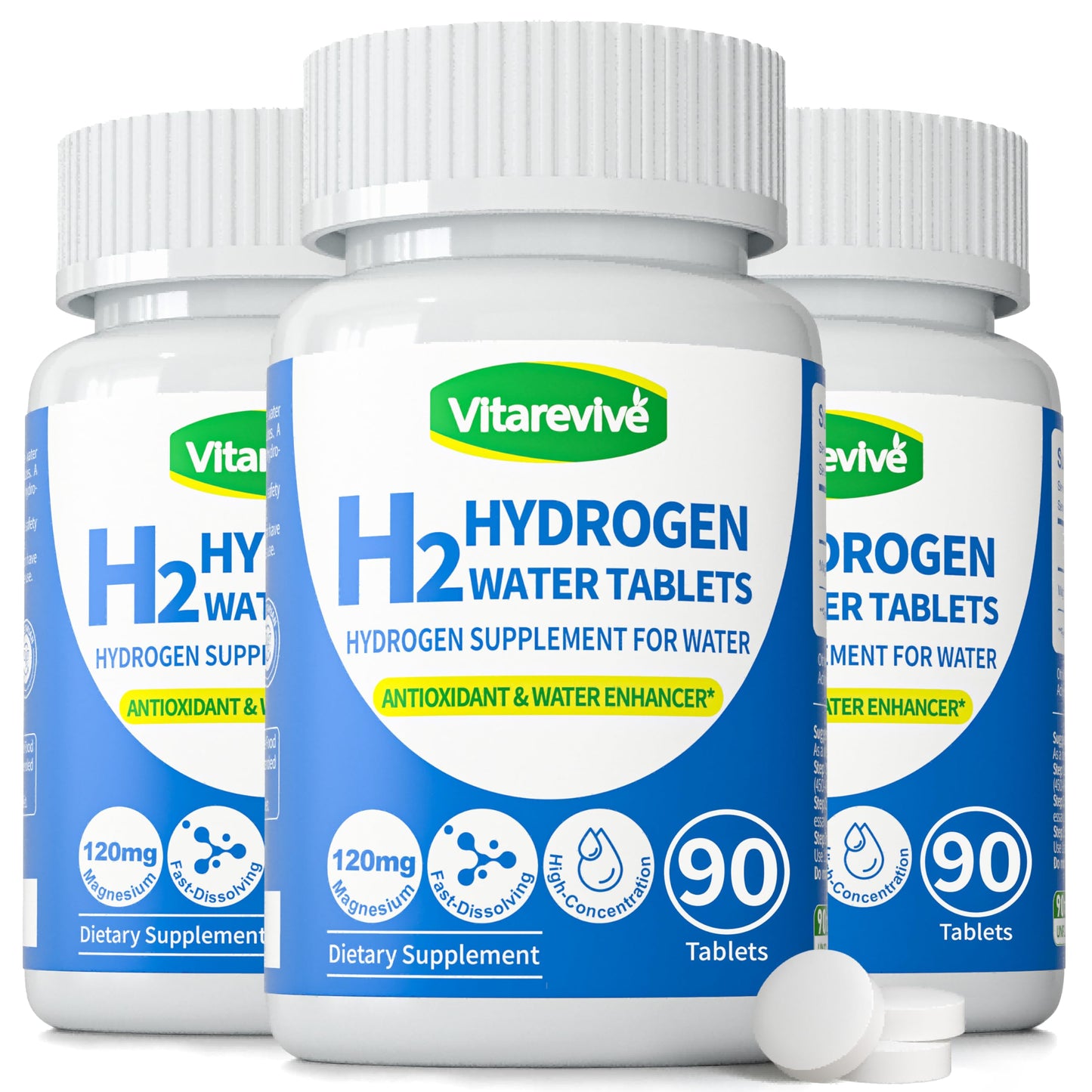 Vitarevive Hydrogen Water Tablets – 12PPM H2 Molecular Hydrogen Tablet for Drinking Water, Fast-Dissolving Hydrogen Tablets for Water, Antioxidant & Daily Wellness Water Enhancer, 270 Count