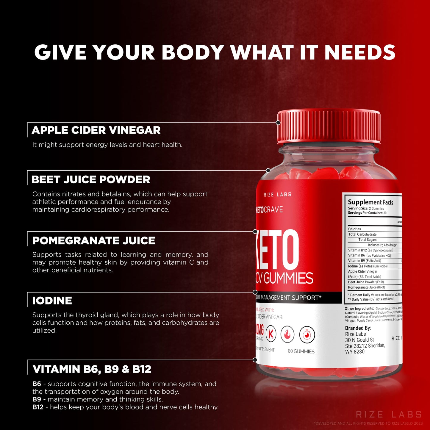 Rize Labs KetoCrave Keto ACV Gummies, 120 Gummies
