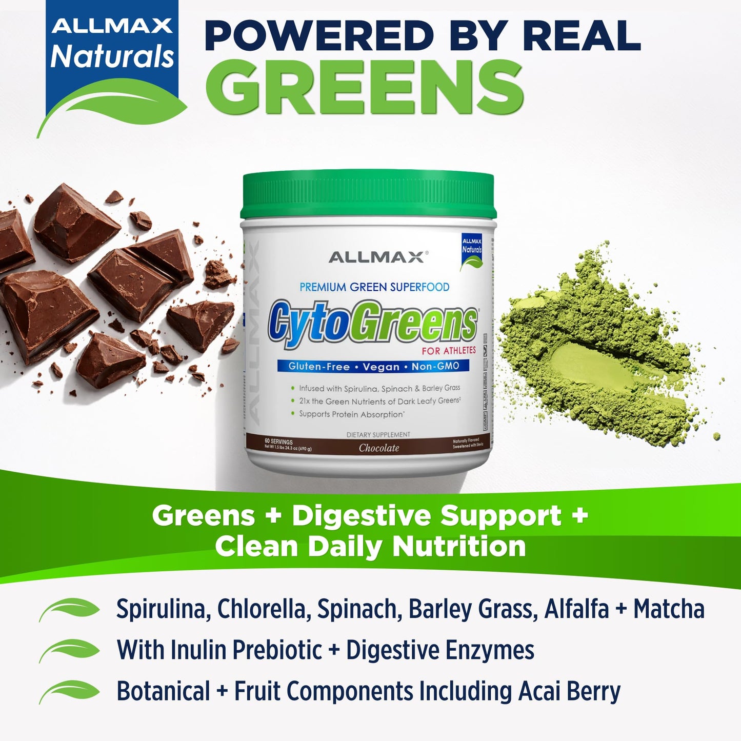 ALLMAX CytoGreens Super Greens Powder, 24.3 oz