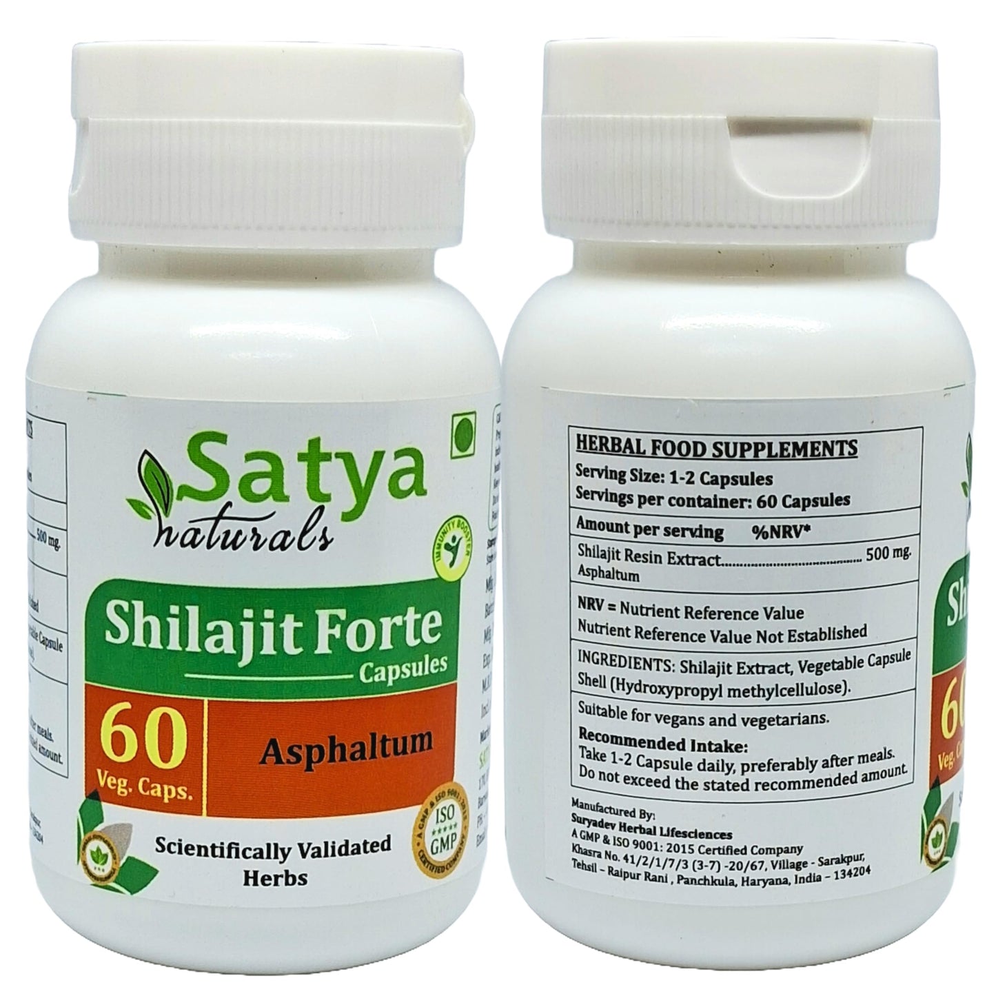 Satya Naturals Shilajit Forte 500 mg Capsules 120 Count