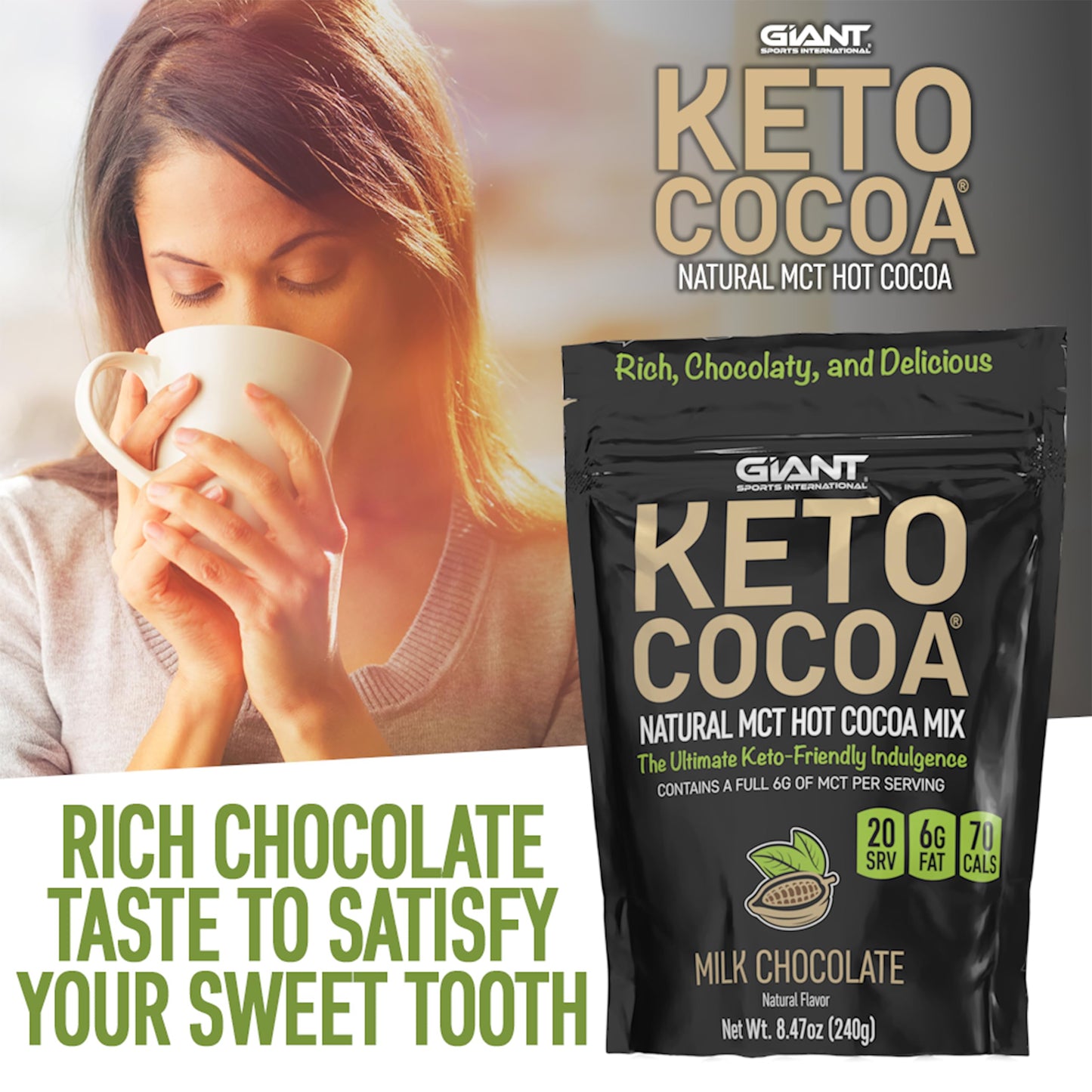 Giant Sports International Keto Cocoa Powder 8.5 oz