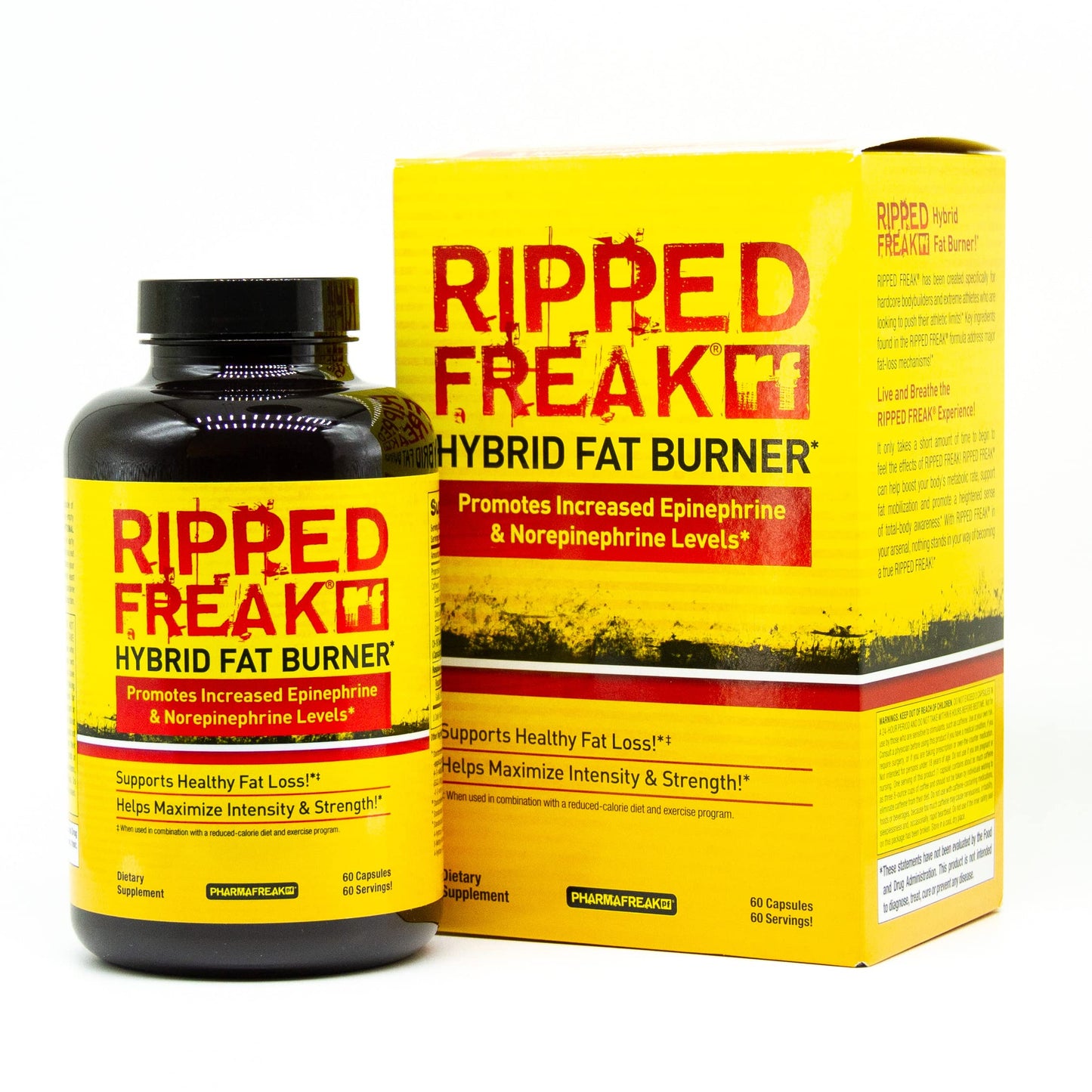 Pharmafreak Ripped Freak Thermogenic Fat Burner for Men & Women - Metabolism, Energy & Focus Support with Green Tea, Green Coffee, Olive Leaf & Sweet Red Pepper, 60 Vegan Capsules