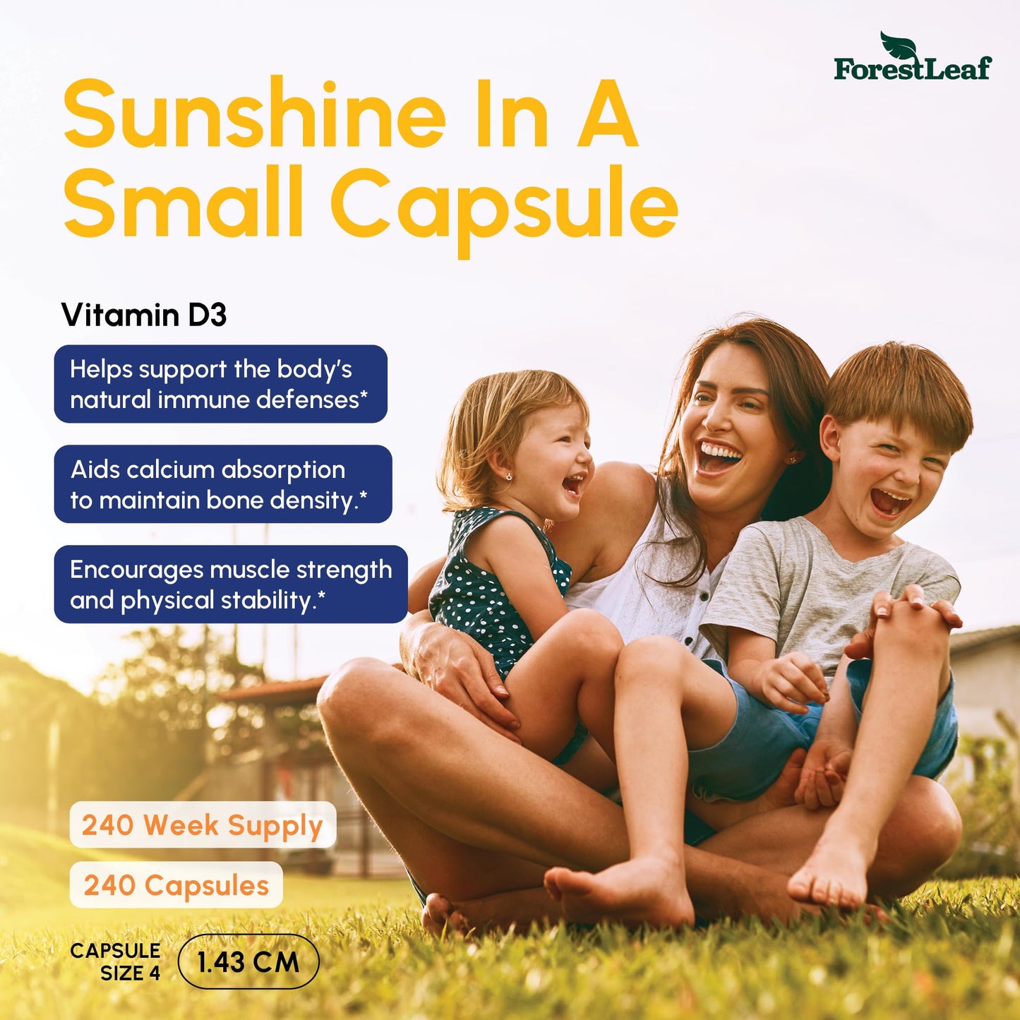 ForestLeaf Vitamin D3 50,000 IU Capsule, 240 Count