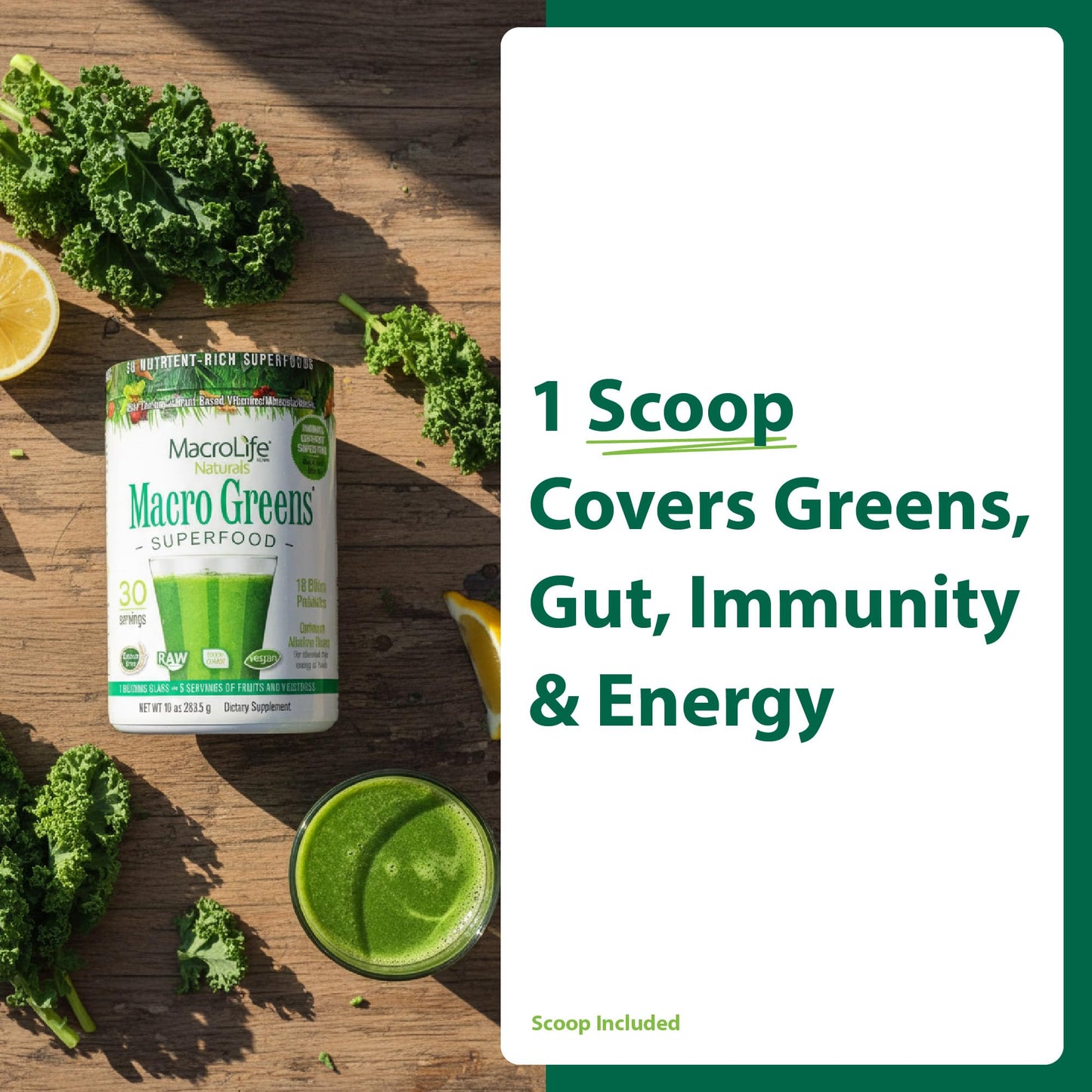 MacroLife Naturals Macro Greens Powder, 10 oz