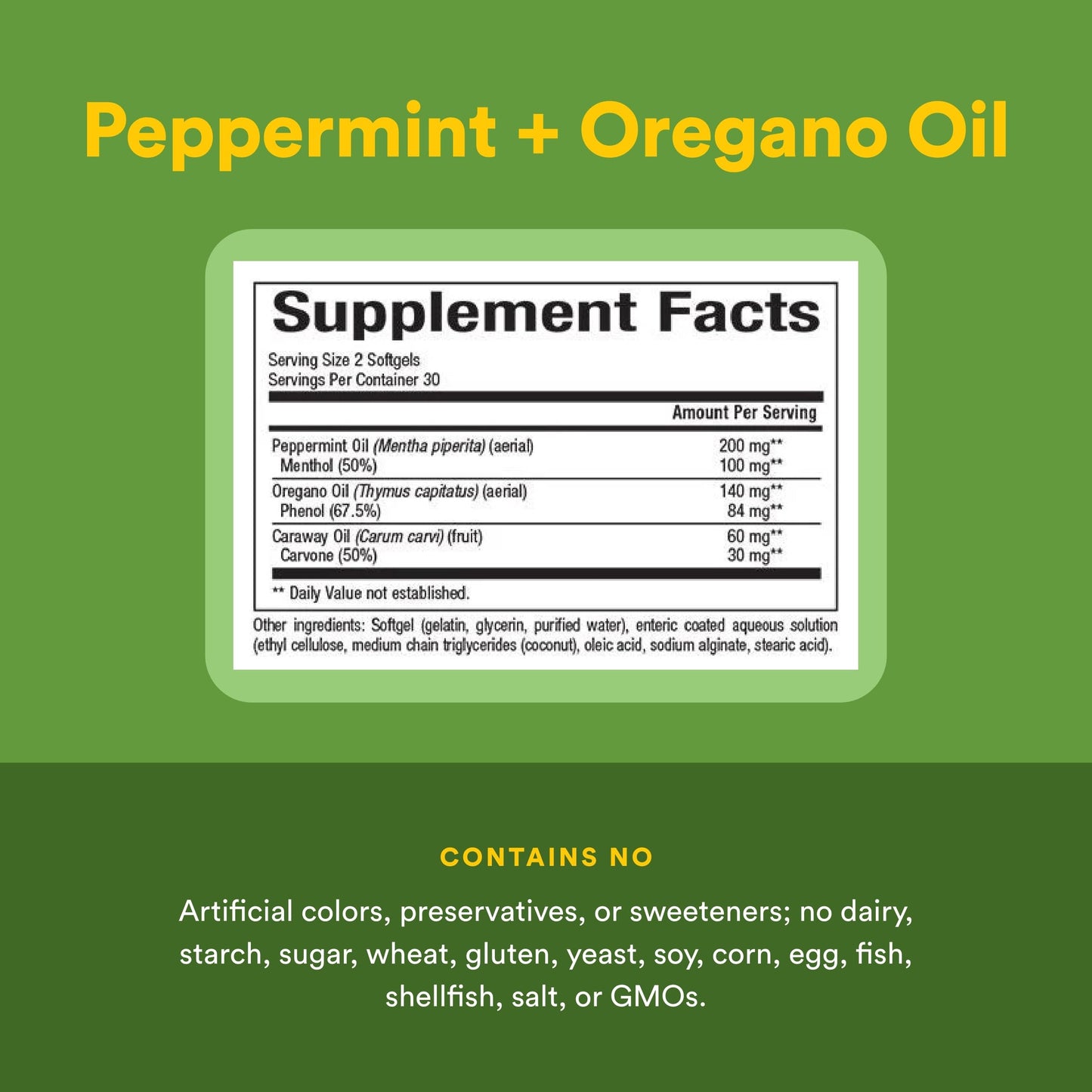 Natural Factors Peppermint & Oregano Oil Complex Softgels, 60 Count