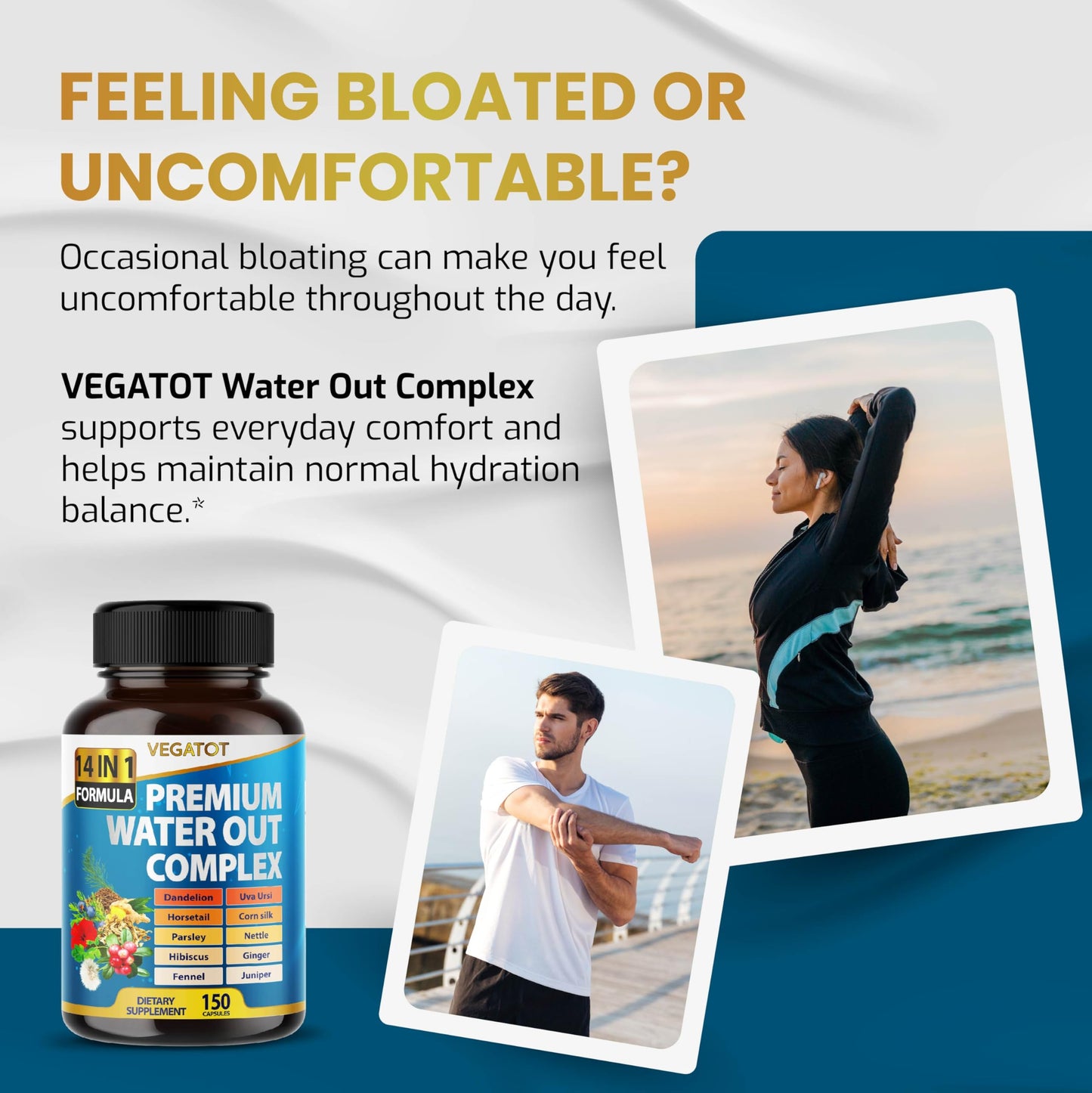 VEGATOT Organic Water Out Complex Capsules 150 Count
