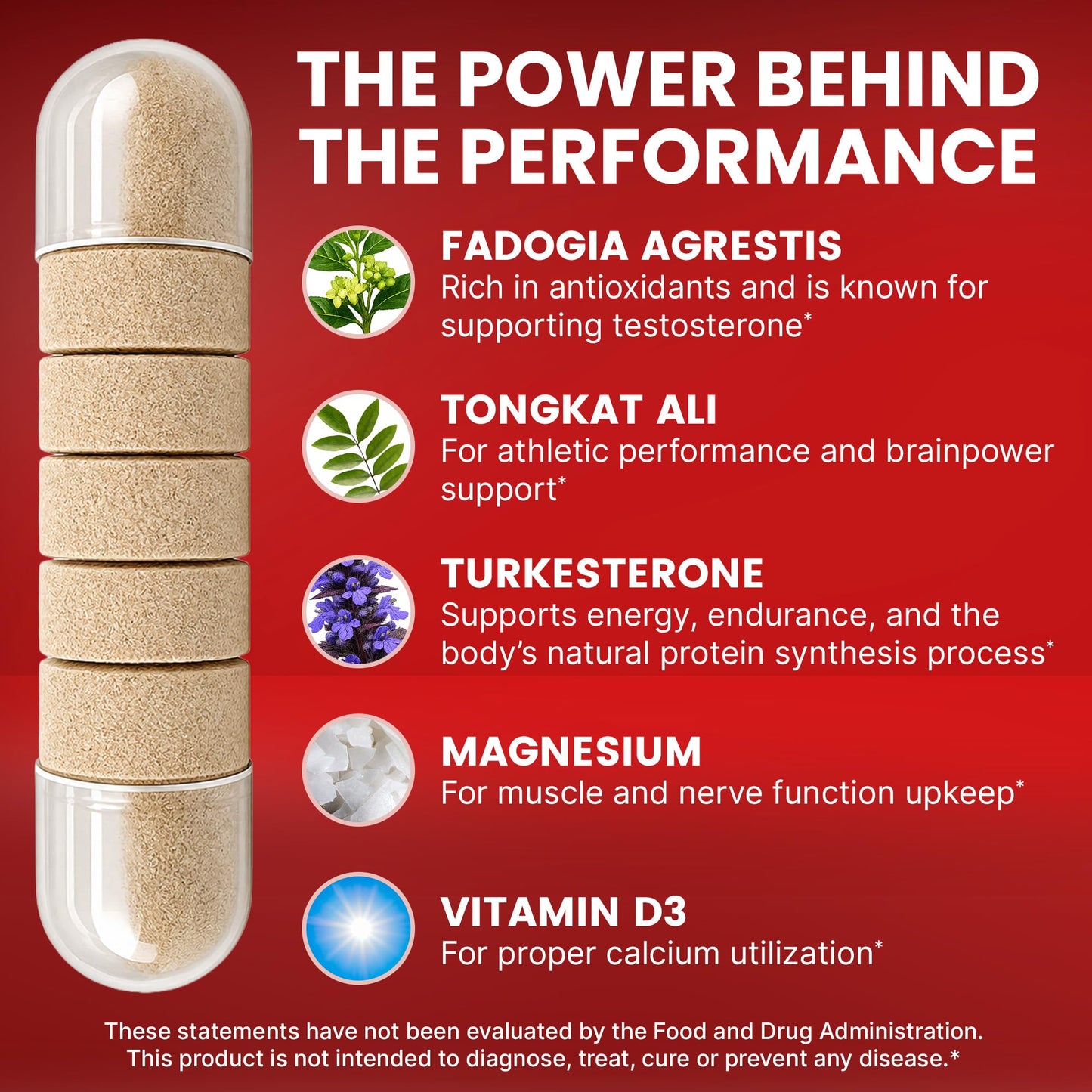 PrimeMD Fadogia Agrestis and Tongkat Ali Supplement for Men - 12-in-1 Testosterone Booster Capsules 120 Count