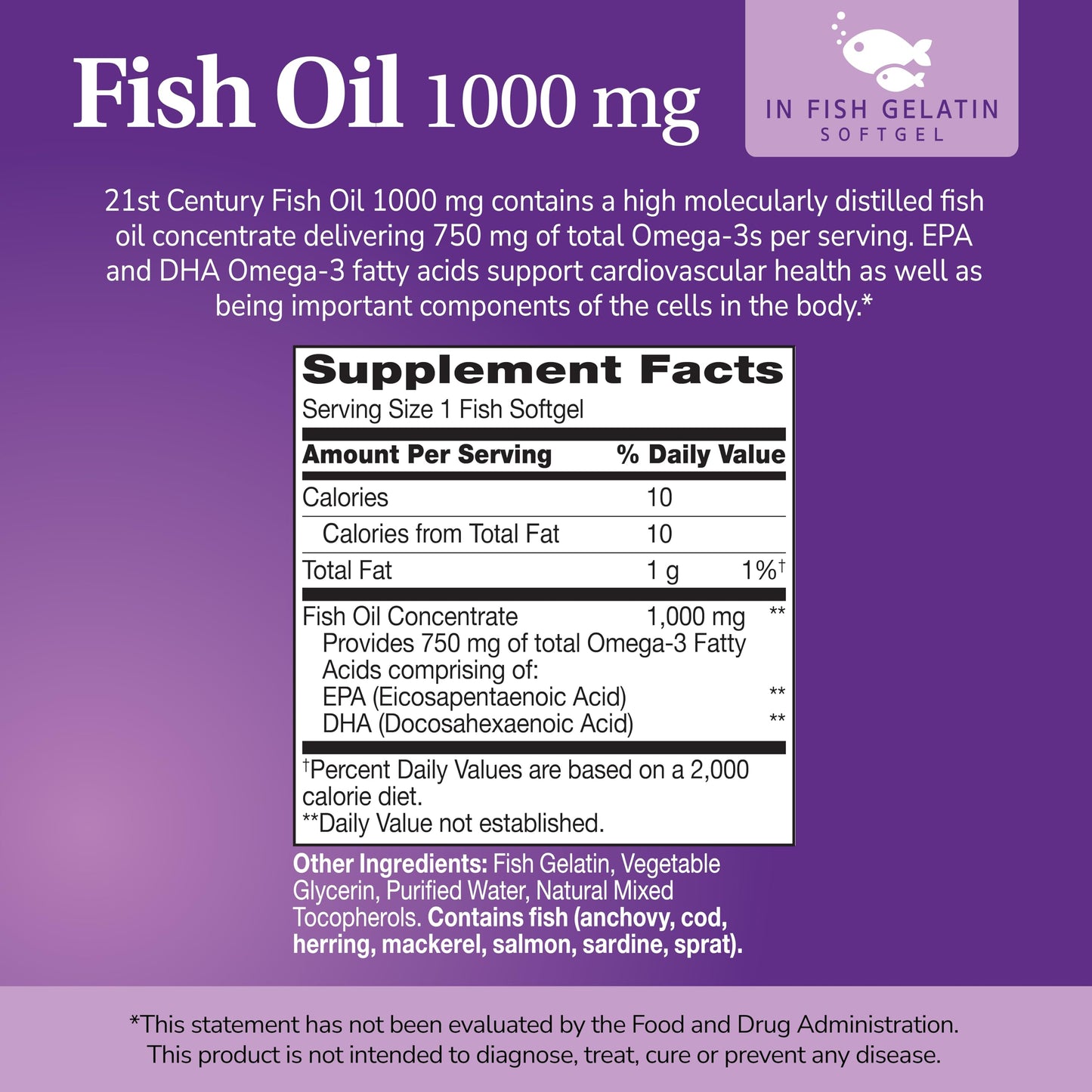 21st Century Fish Oil 1000mg Softgels 90 Count