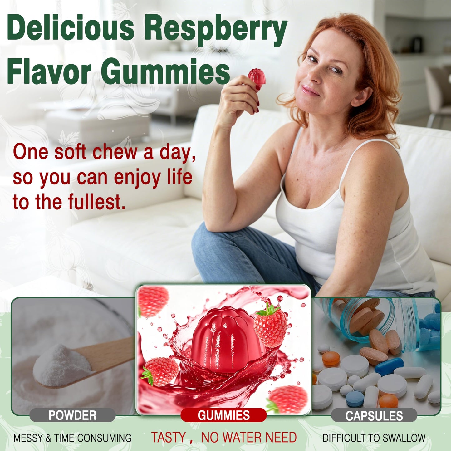 SUGAWITA Odorless Aged Garlic Extract 300mg Gummies with CoQ10, 2-Year Matured Garlic Supplement, Standardized for S-Allylcysteine, Sugar Free Vegan Non-GMO Raspberry Flavor Chewable 60 Count