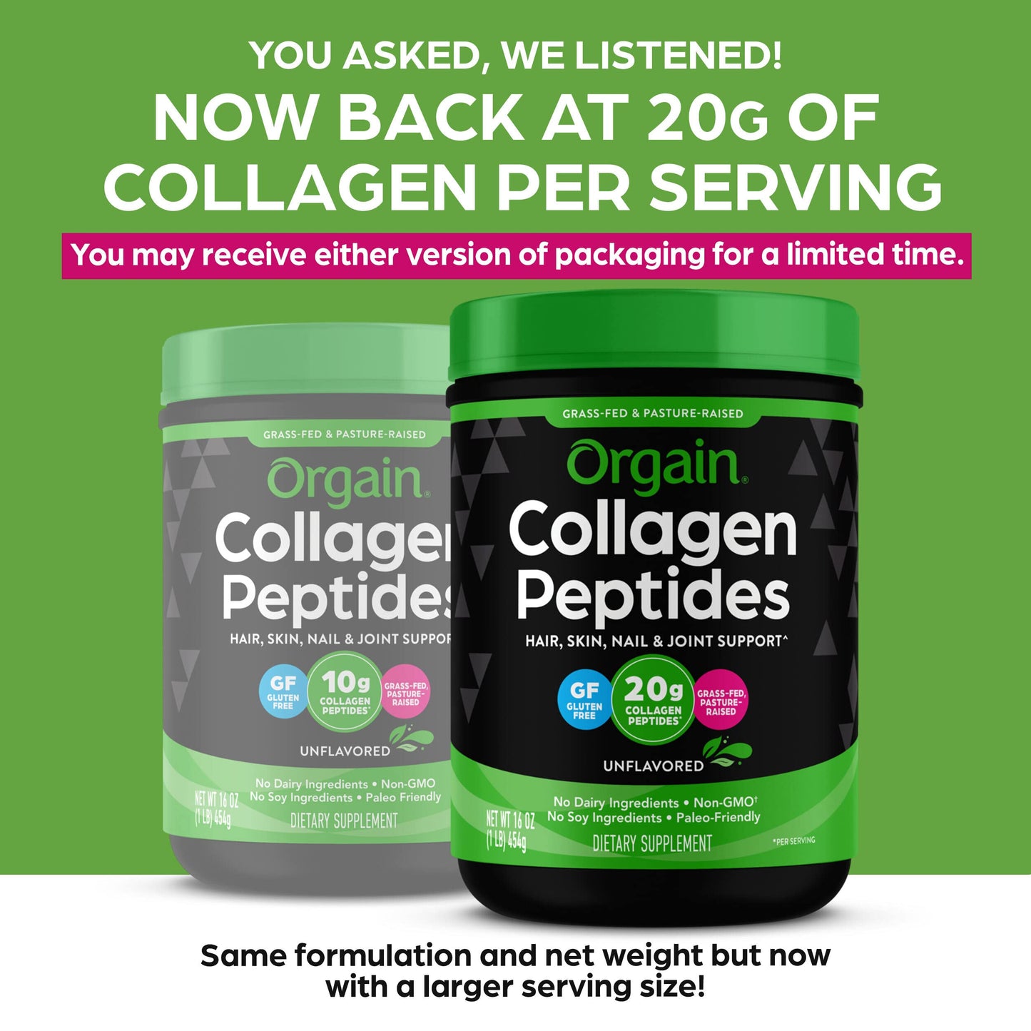 Orgain Hydrolyzed Collagen Powder, 100