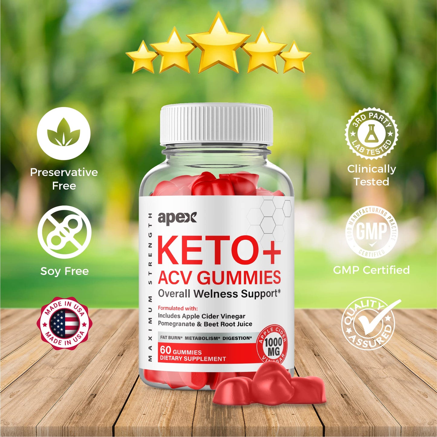 IDEAL PERFORMANCE Apex Keto Apple Cider Vinegar Gummies, 300 Gummies