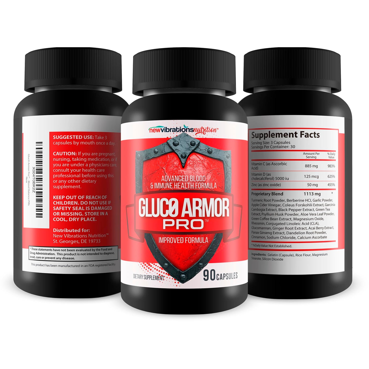 New Vibrations Nutrition Gluc0 Armor Pro 90 Capsules