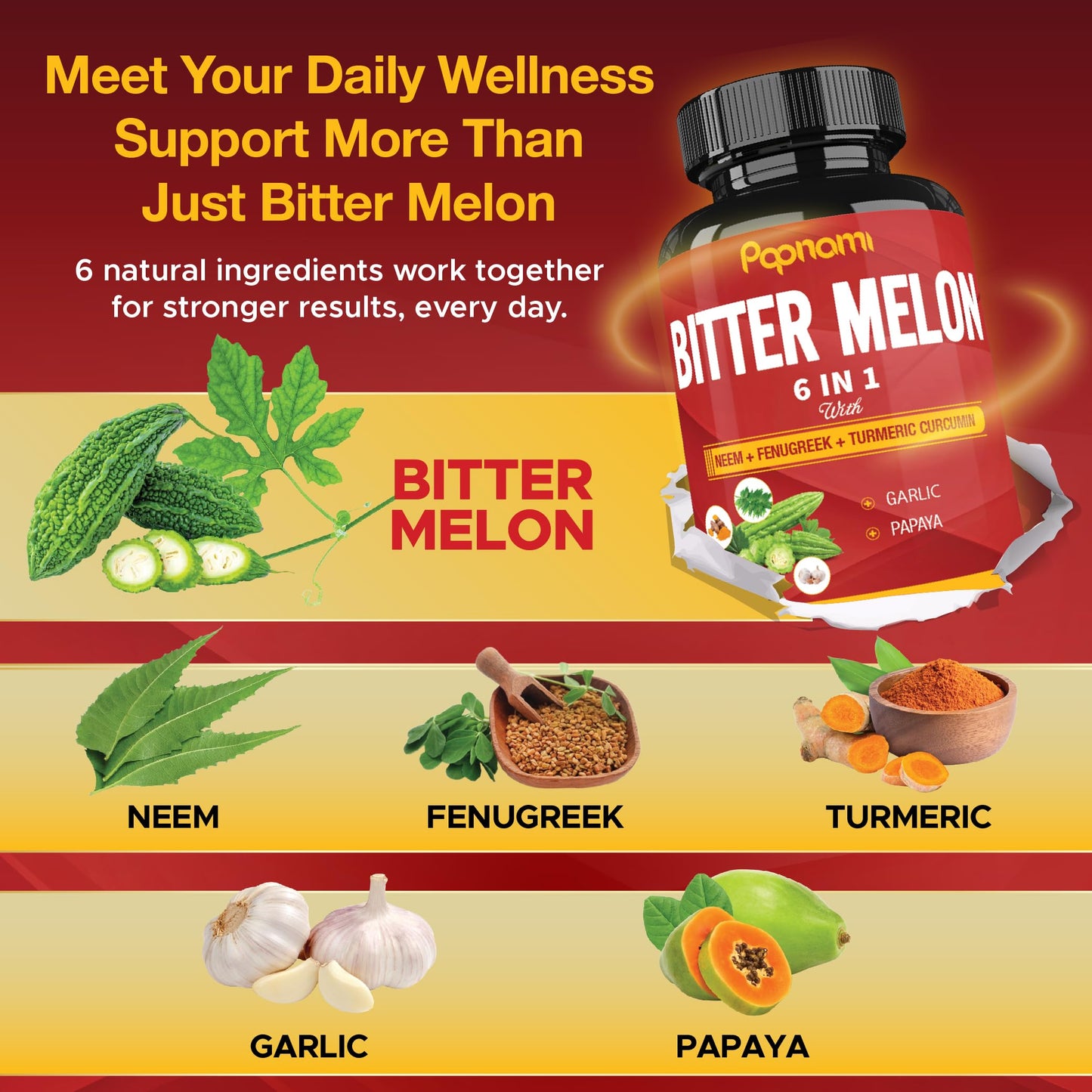 Papnami Organic Bitter Melon Extract Capsules 60 Count