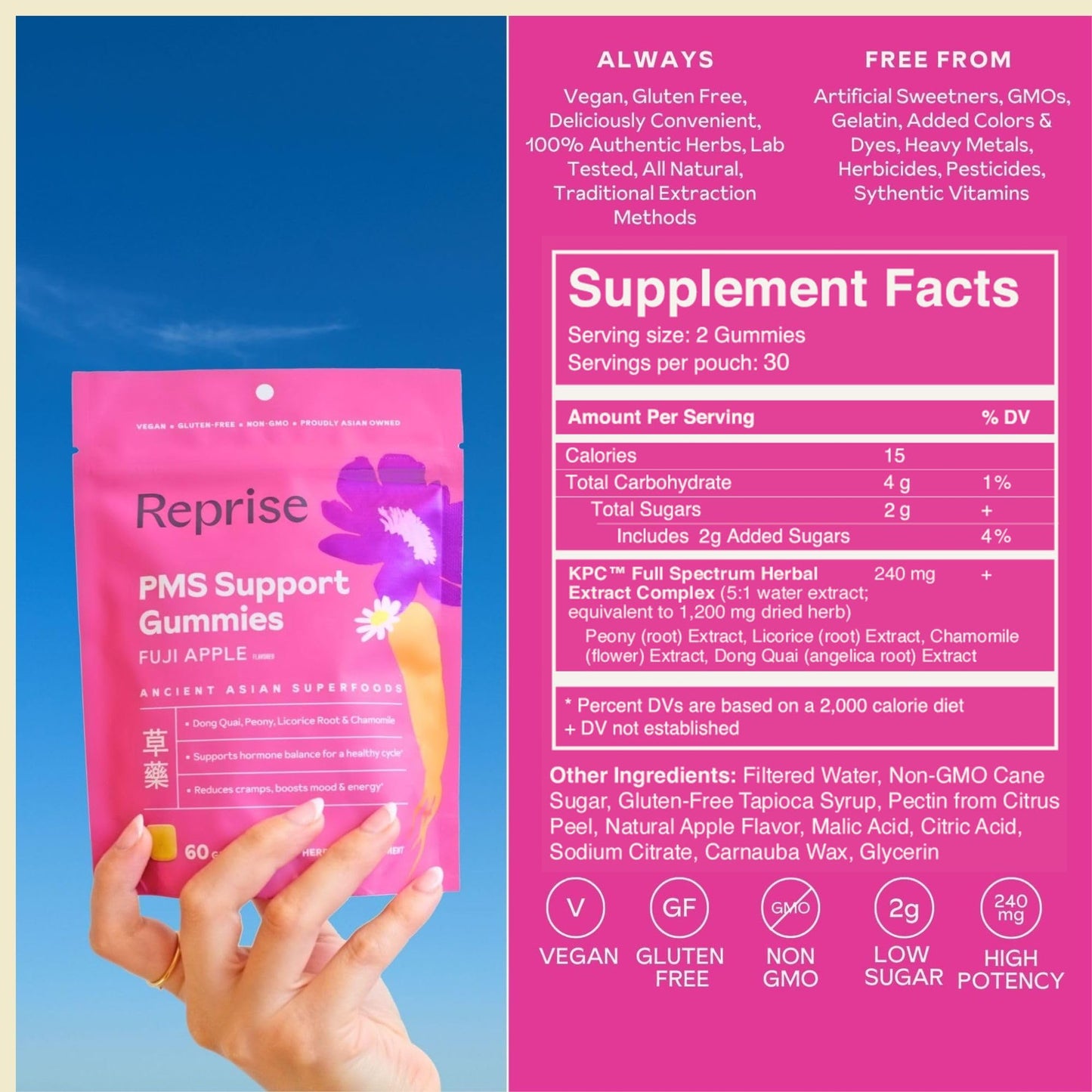 Reprise PMS Support Gummies for Women, 60 Count