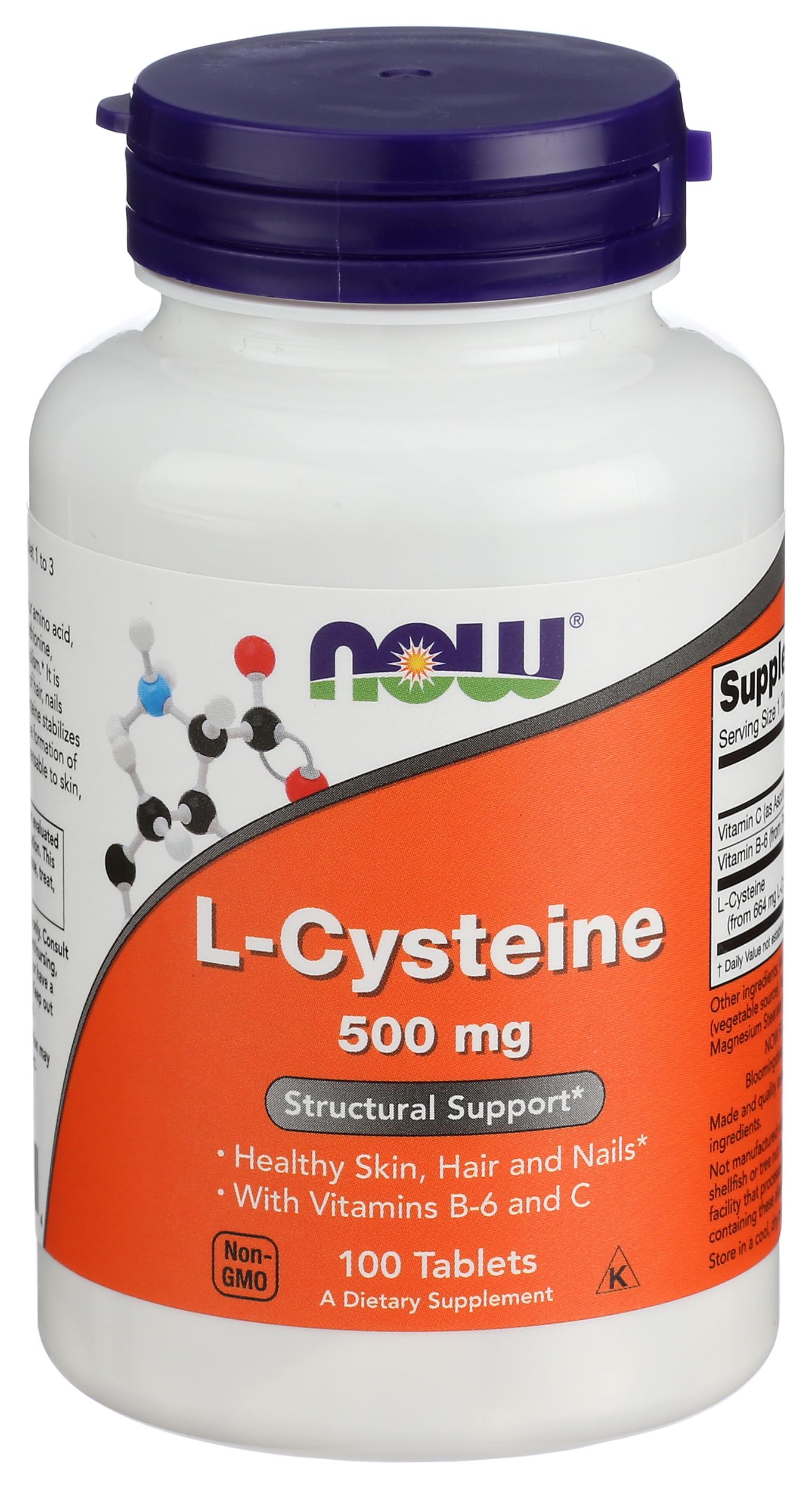 NOW Foods Cysteine (L) 500mg Tablet, 100 Tablets
