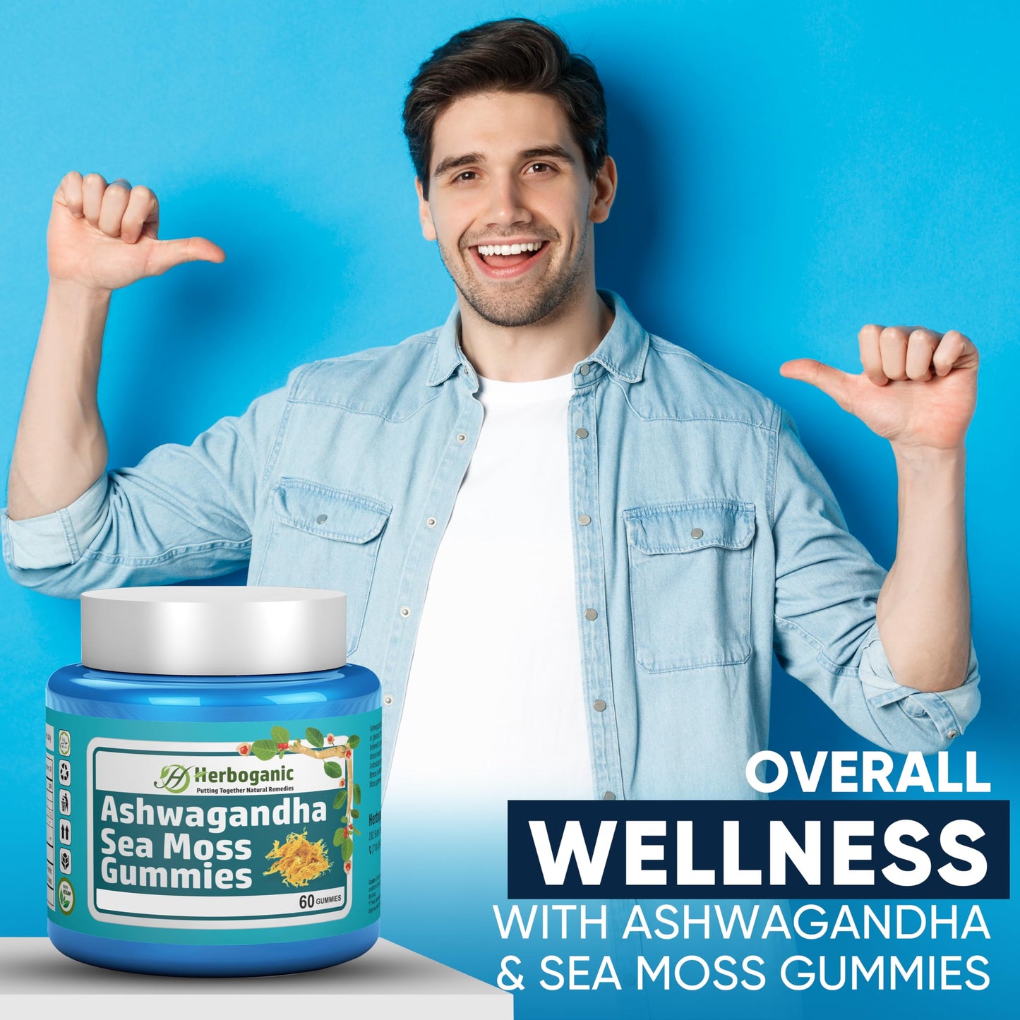 HERBOGANIC Ashwagandha Sea Moss Gummies 60 Count