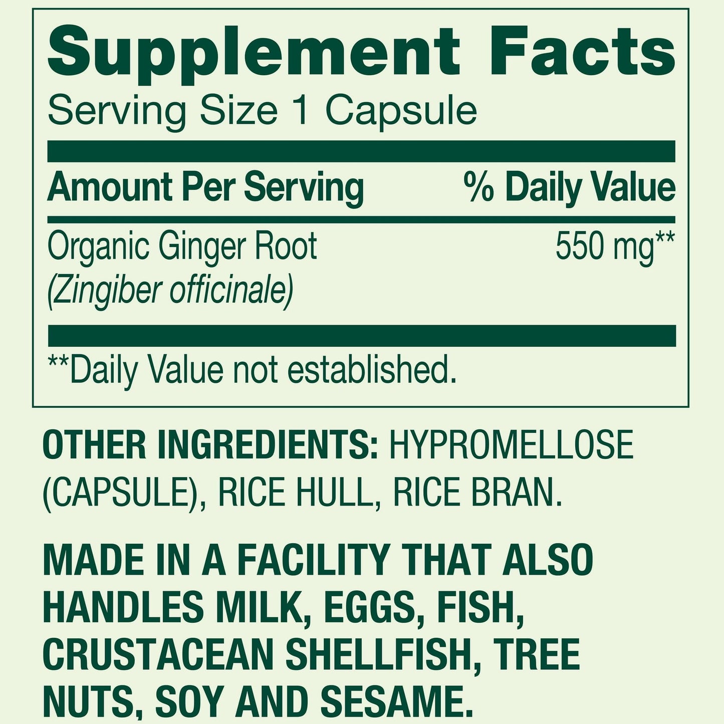 FUSION SHOP STORE Ginger Root 550mg, 100 Capsules