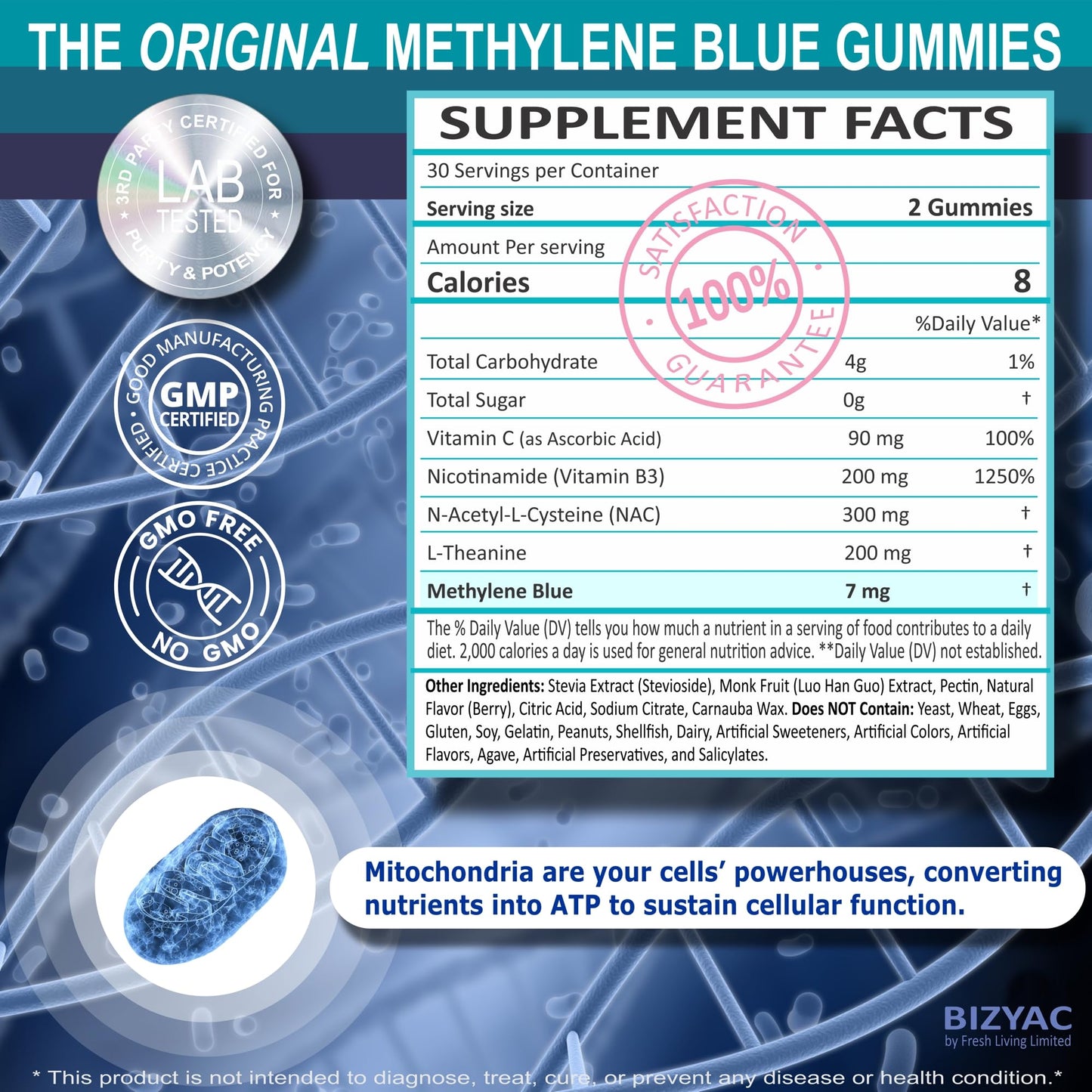 BIZYAC Methylene Blue Gummies 60 Count