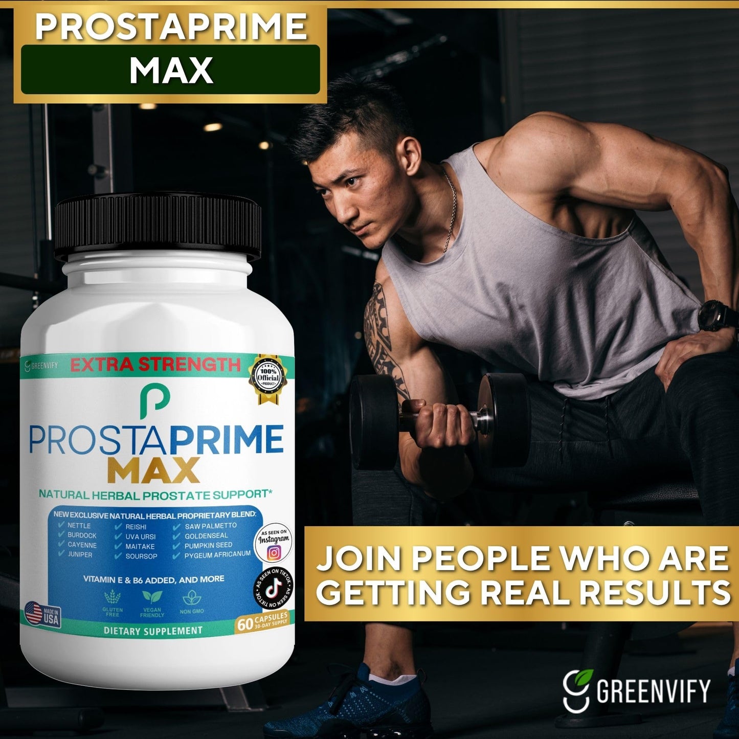 GREENVIFY Prostaprime Max Natural Prostate Support Supplement Capsule, 60 Count