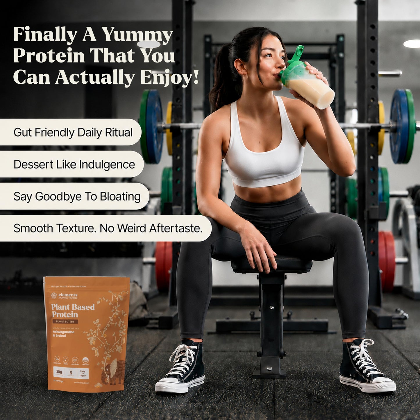 Elements Peanut Butter Plant Protein Powder, 20 Servings