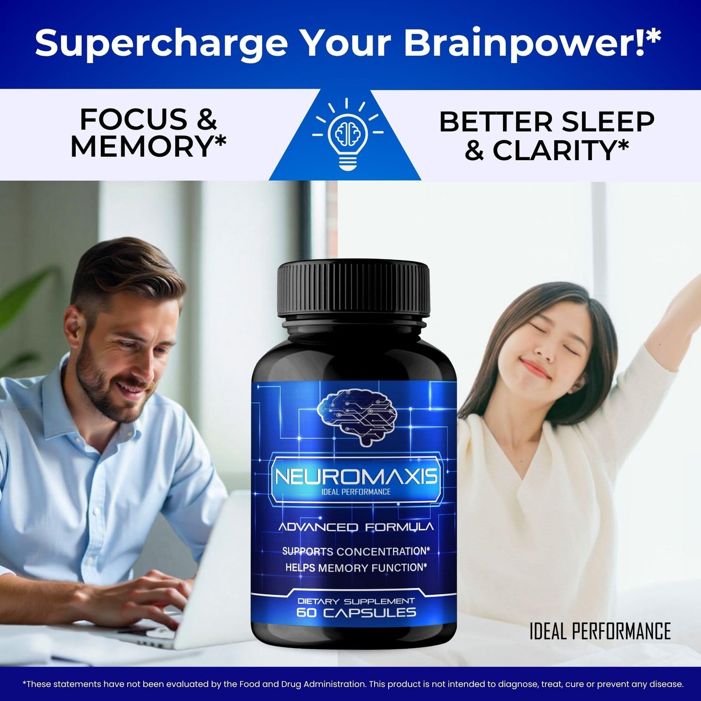 IDEAL PERFORMANCE Neuromaxis Brain & Memory Supplement Capsules, 120 Count