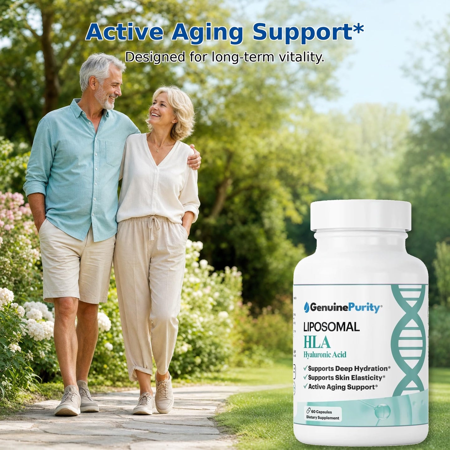GenuinePurity Liposomal Hyaluronic Acid Supplement, Advanced HLA 400mg, 60 Capsules