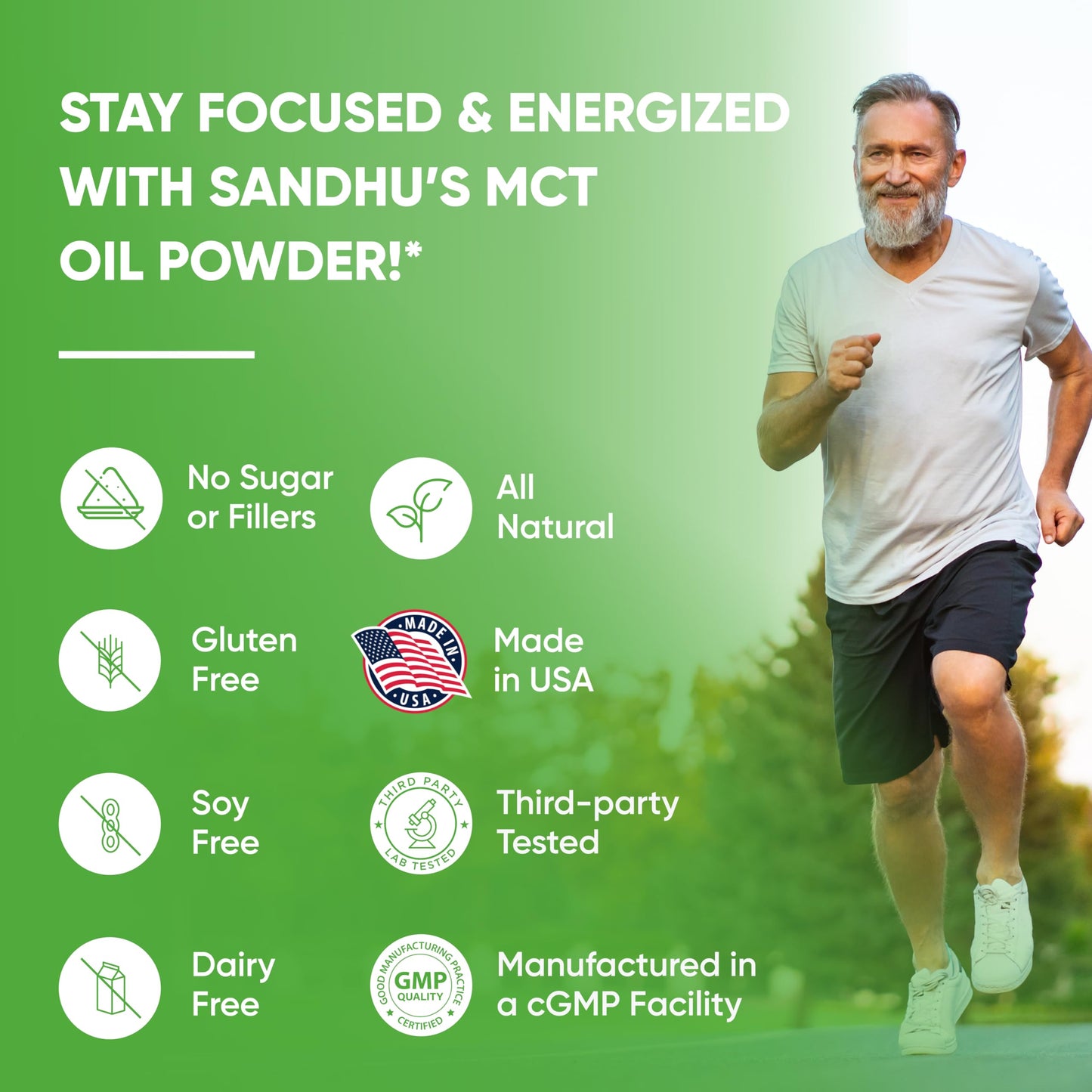 Sandhu's MCT Oil Powder with Prebiotic Fiber, 10.6 oz